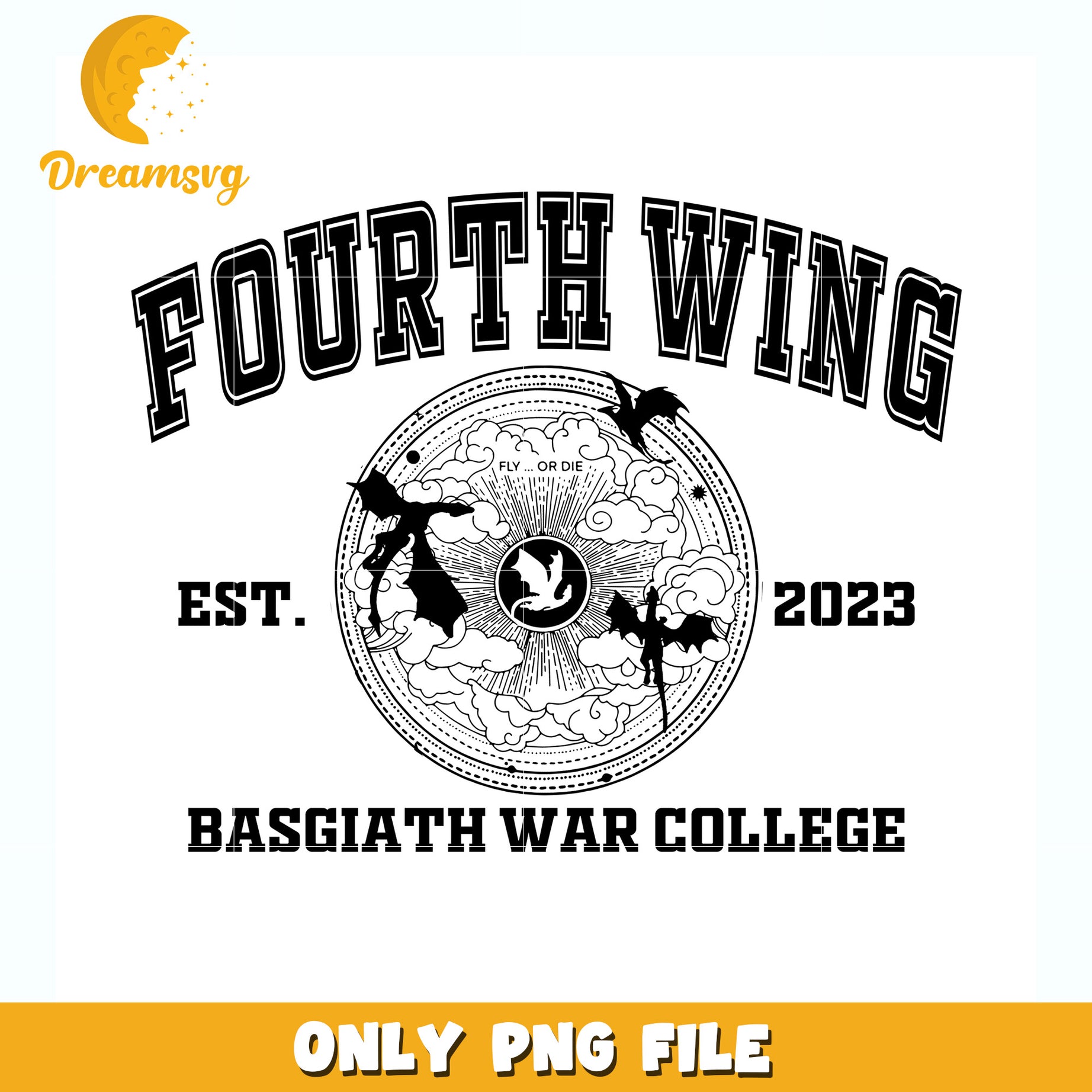 Fourth wing basgiath war college est 2023 png, fantasy academy png, dragon riders png