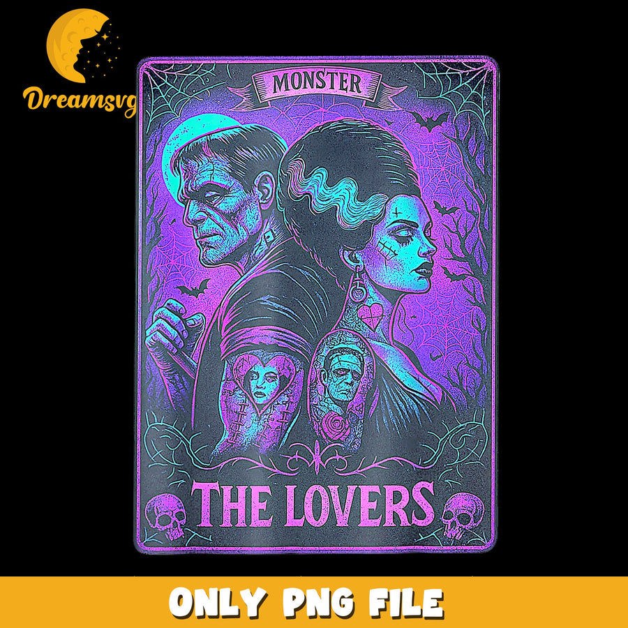 Frankenstein Bride Of Frankenstein Tarot Card PNG, Monster Lovers