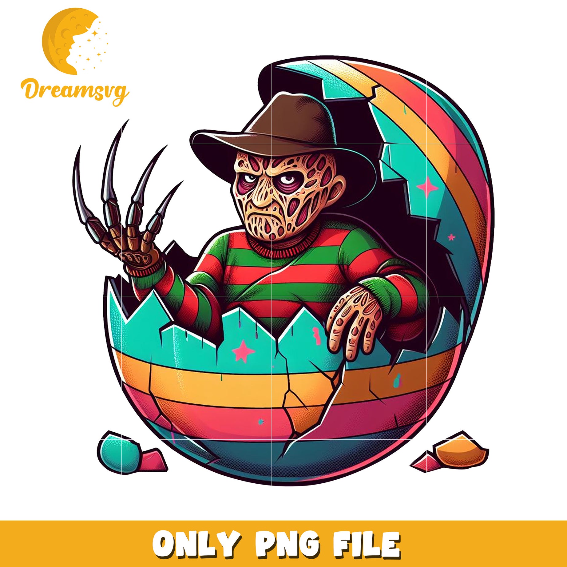 Freddy Krueger Easter Egg Art PNG for Creative Projects