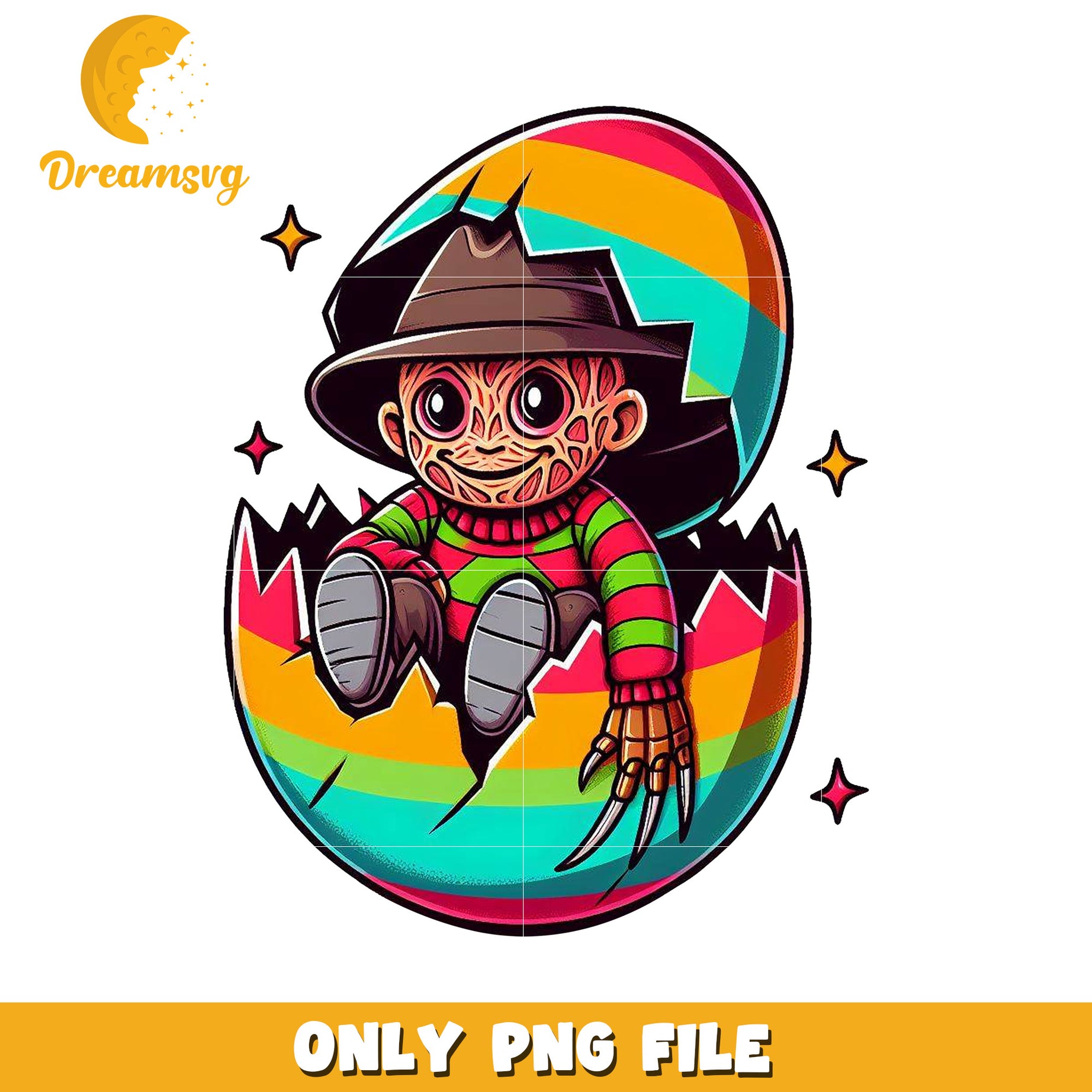 Freddy Krueger Egg Surprise Colorful PNG Digital Art File