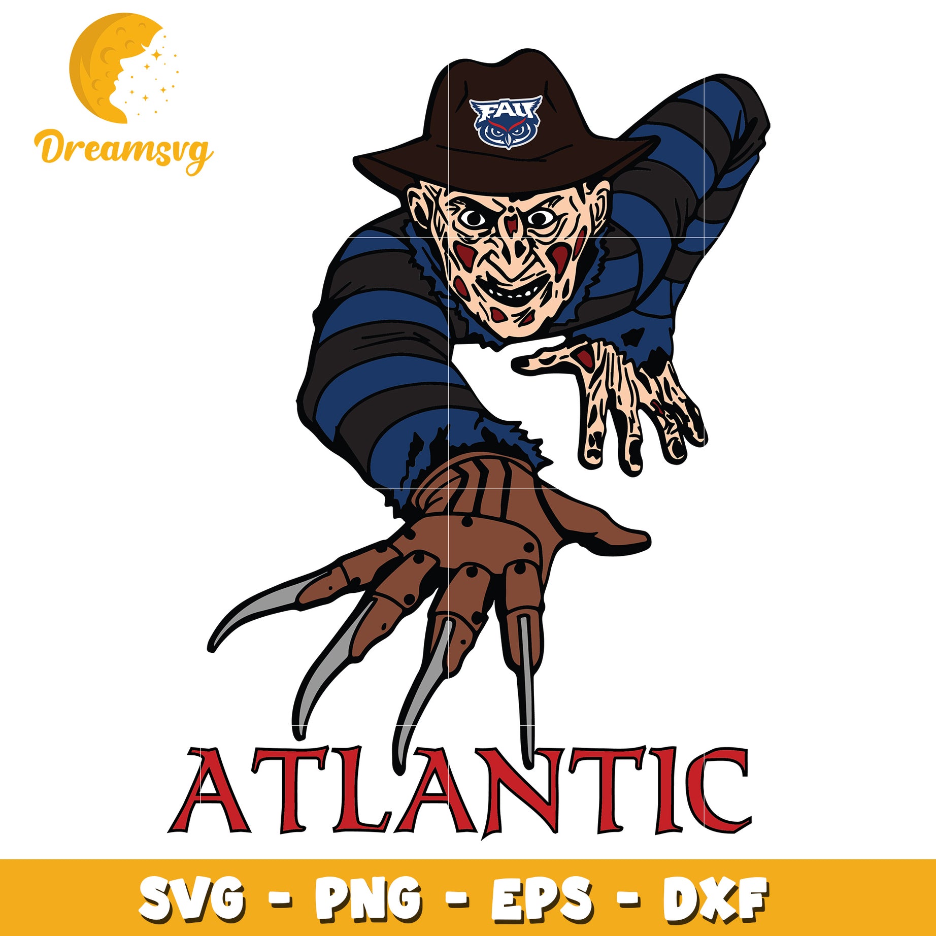 Freddy Krueger FAU Owls SVG Cut File