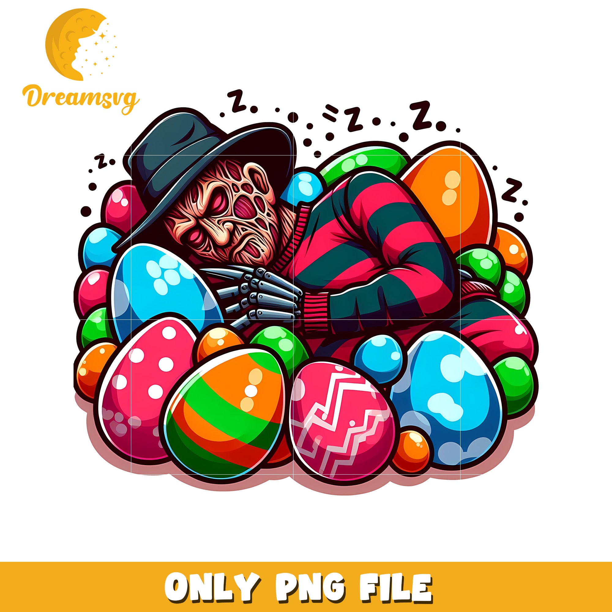 Freddy Krueger love easter eggs png, easter eggs png, horror movie png