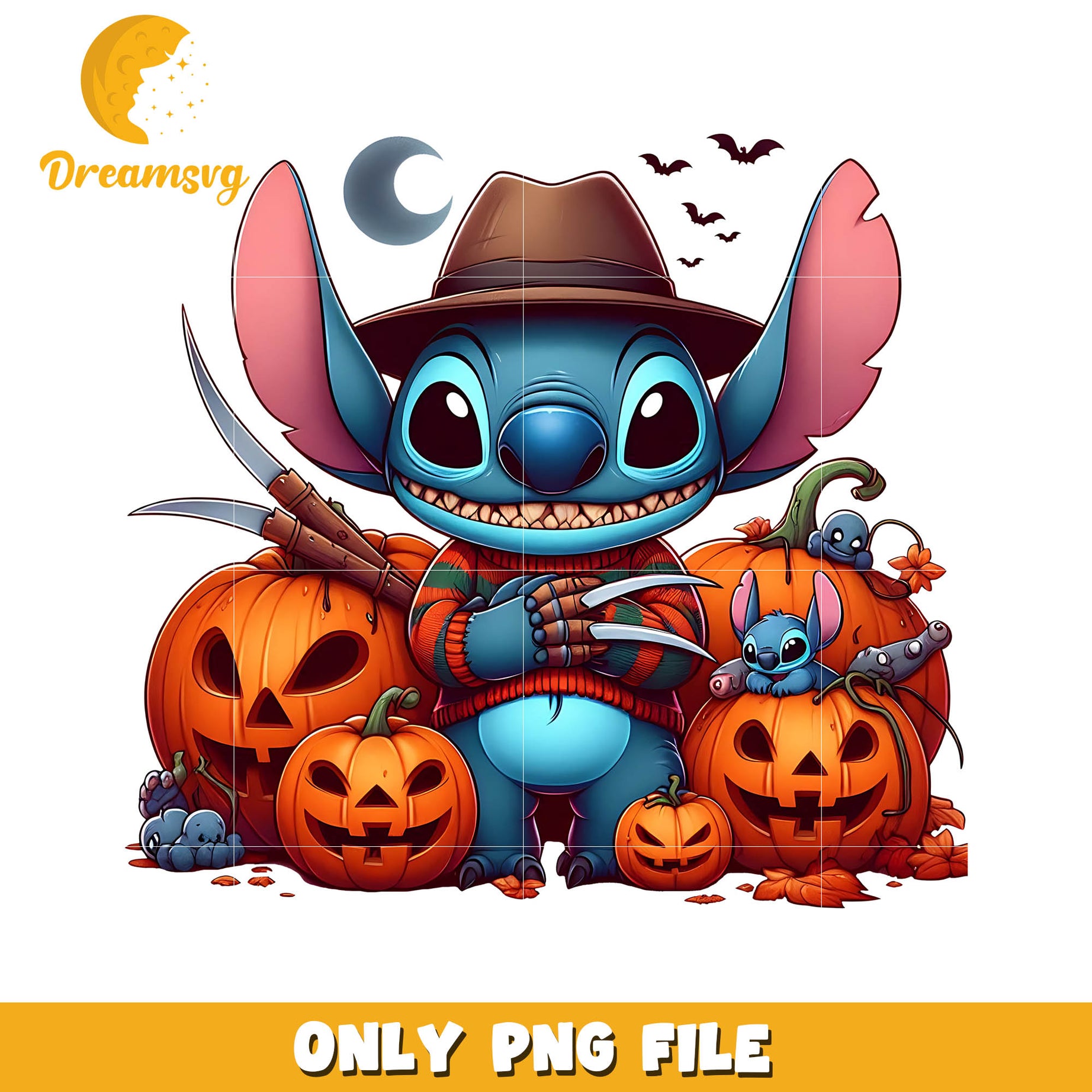 Freddy Stitch horror killer png, Disney halloween movie png