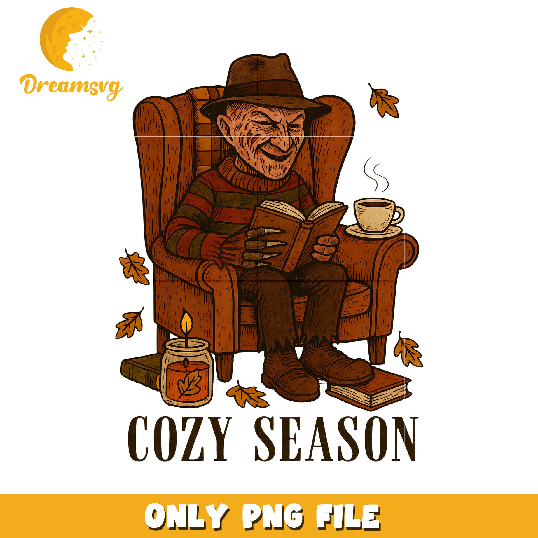 Freddy cozy season png, halloween times png, spirit halloween png