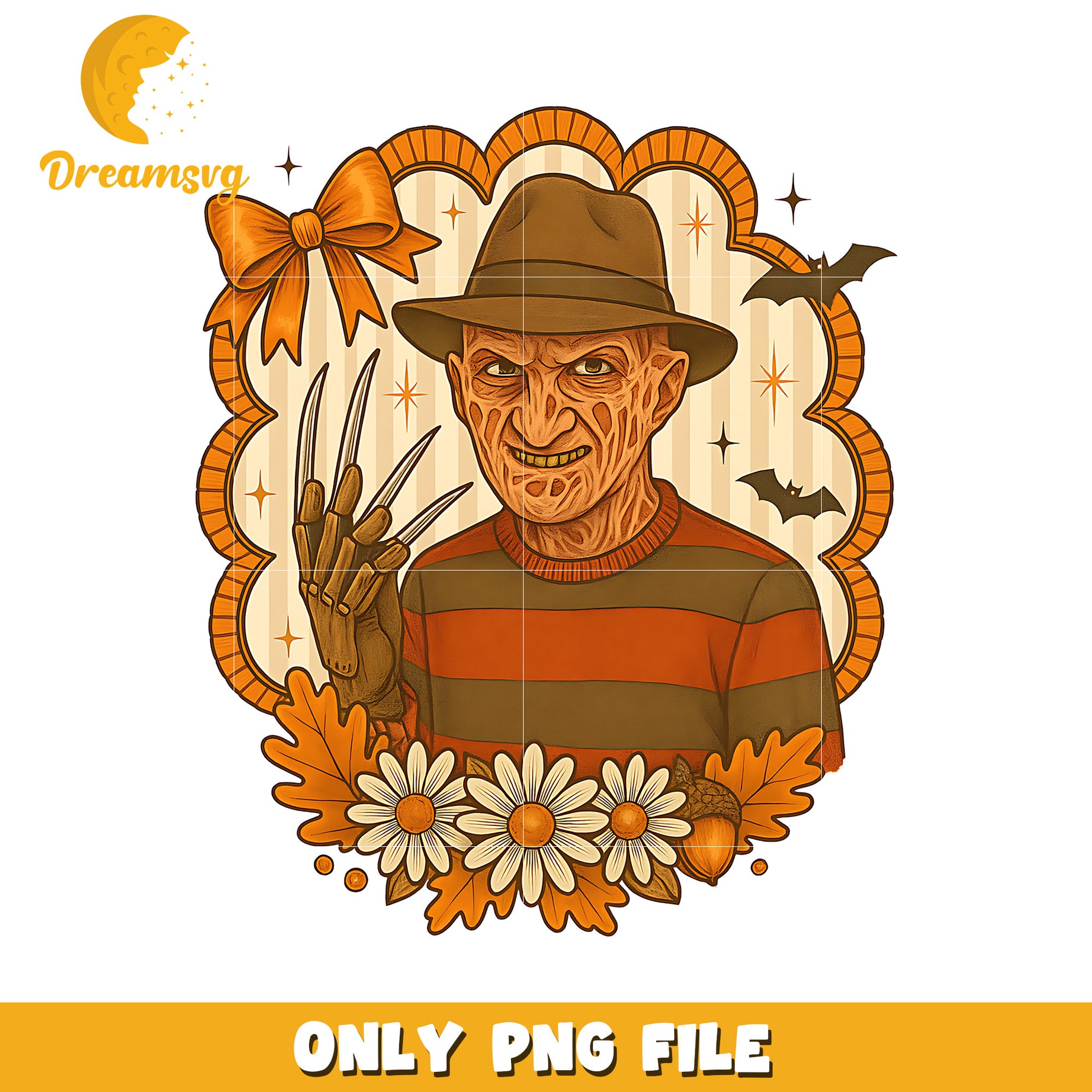 Freddy krueger flowers png, spooky halloween png, trick or treat png