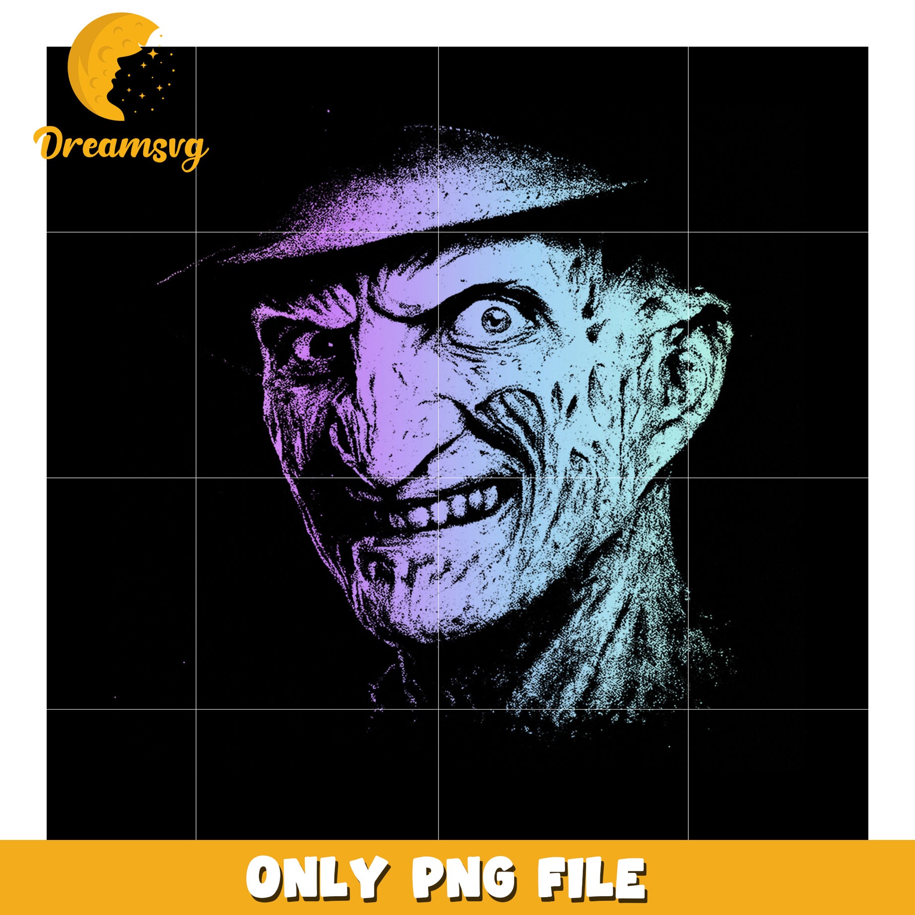 Freddy neon png, horror glow art png, spooky light design png