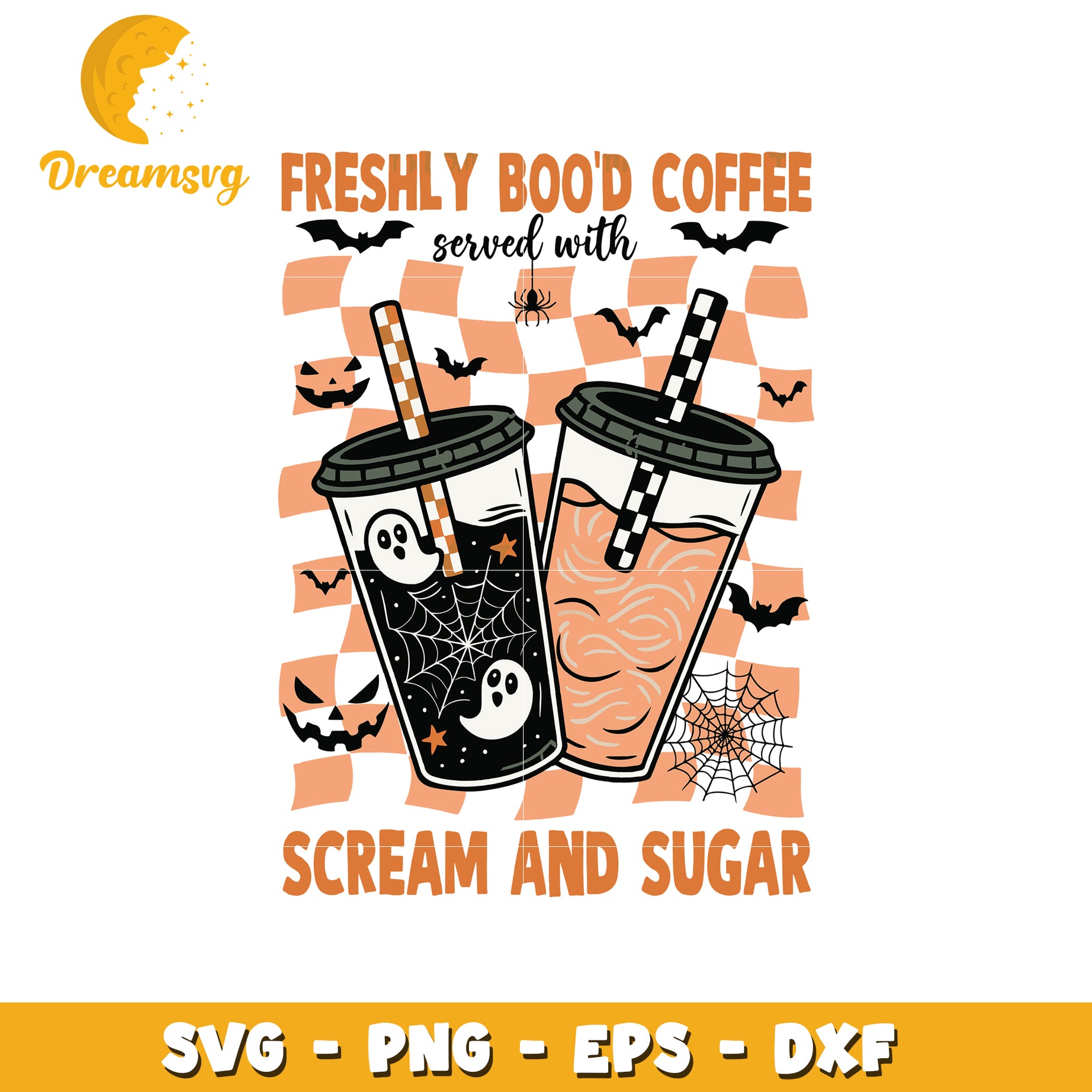 Freshly bood coffee cream and sugar svg, spooky halloween svg, trick or treat svg