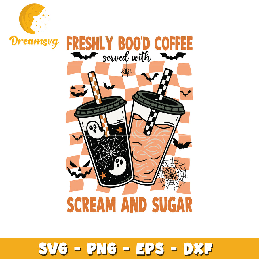 Freshly bood coffee cream and sugar svg, spooky halloween svg, trick or treat svg