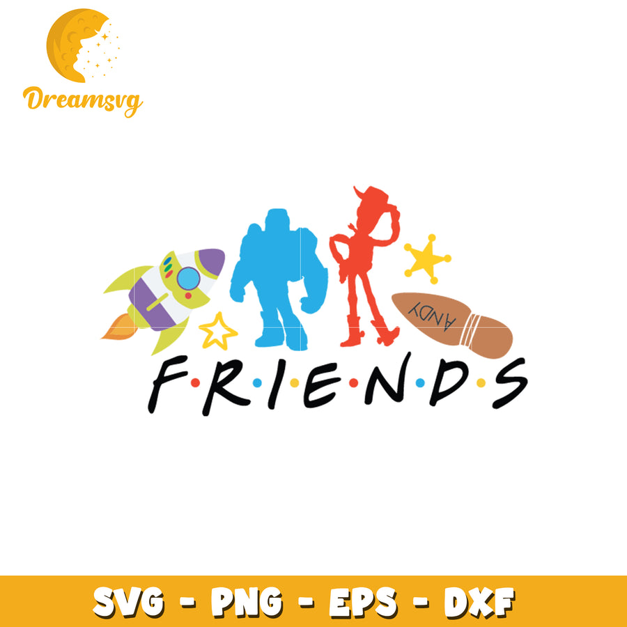 Friends SVG Graphic with Cartoon Characters and Colorful Design