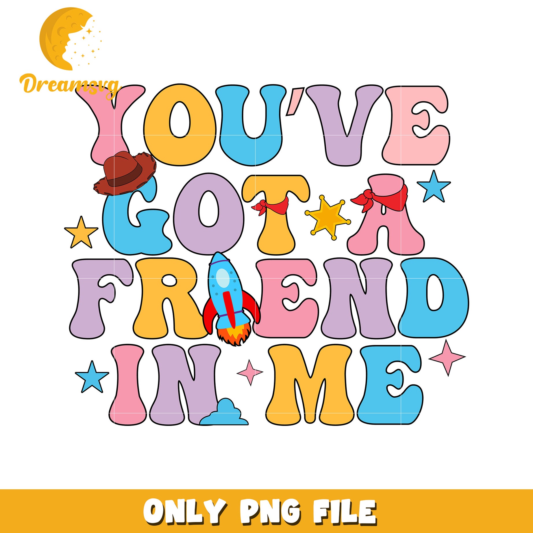 Friendship Quote Design PNG File for Kids Room Decor