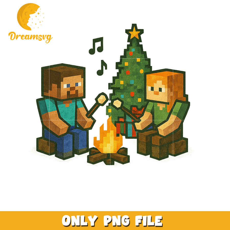 Friends in christmas png, christmas gift​​ png, minecraft christmas​ png