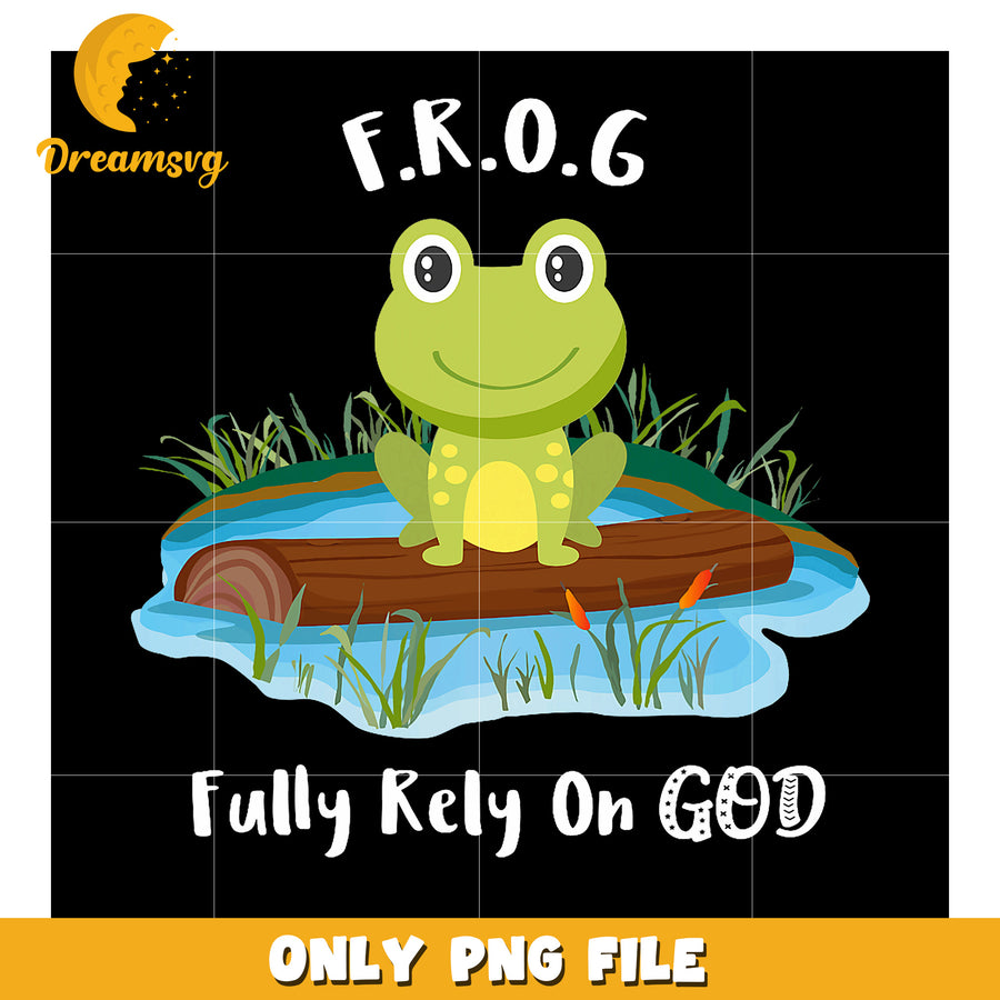 Frog Fully Rely On God PNG Design