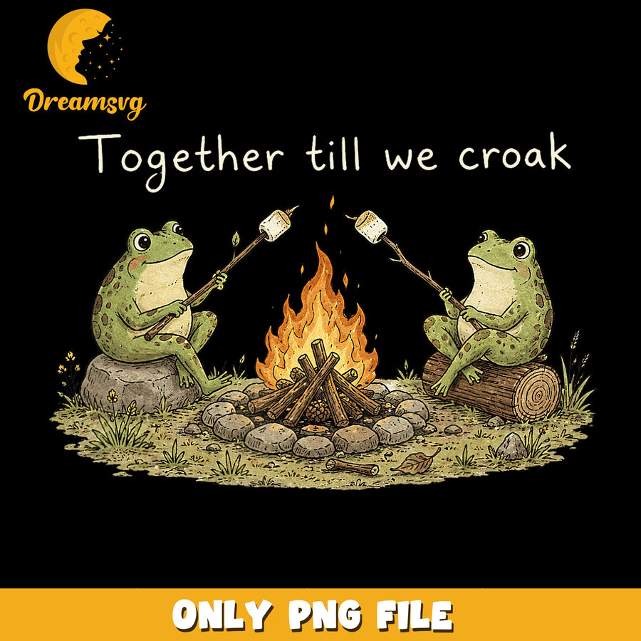 Frog Campfire PNG, Together Forever Design, Cute Art