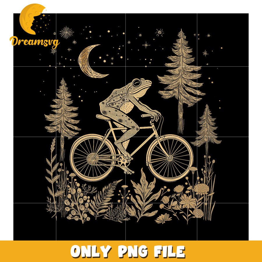 Frog on Bike PNG Night Forest Design