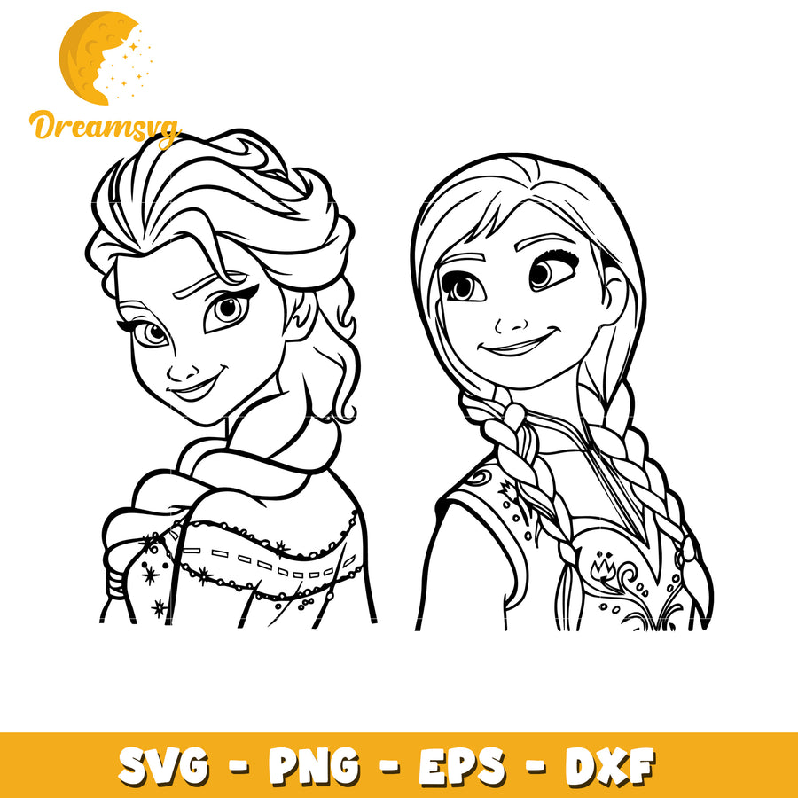 Frozen Sisters SVG PNG EPS DXF Cut Files
