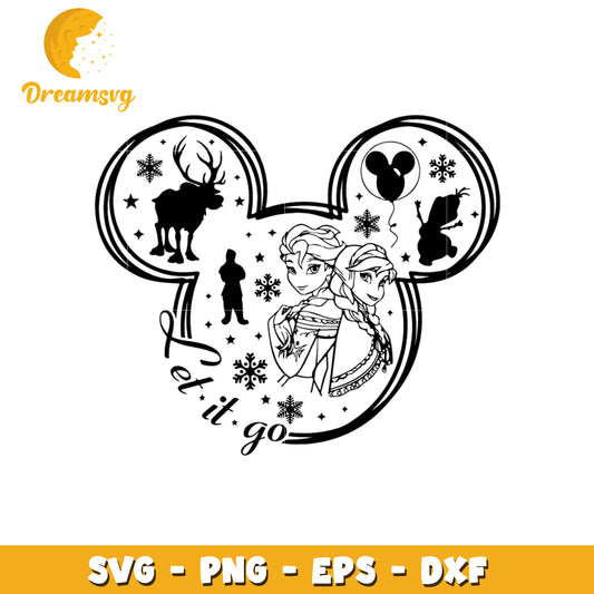 Frozen characters let's it go svg, mickey head svg, disney svg