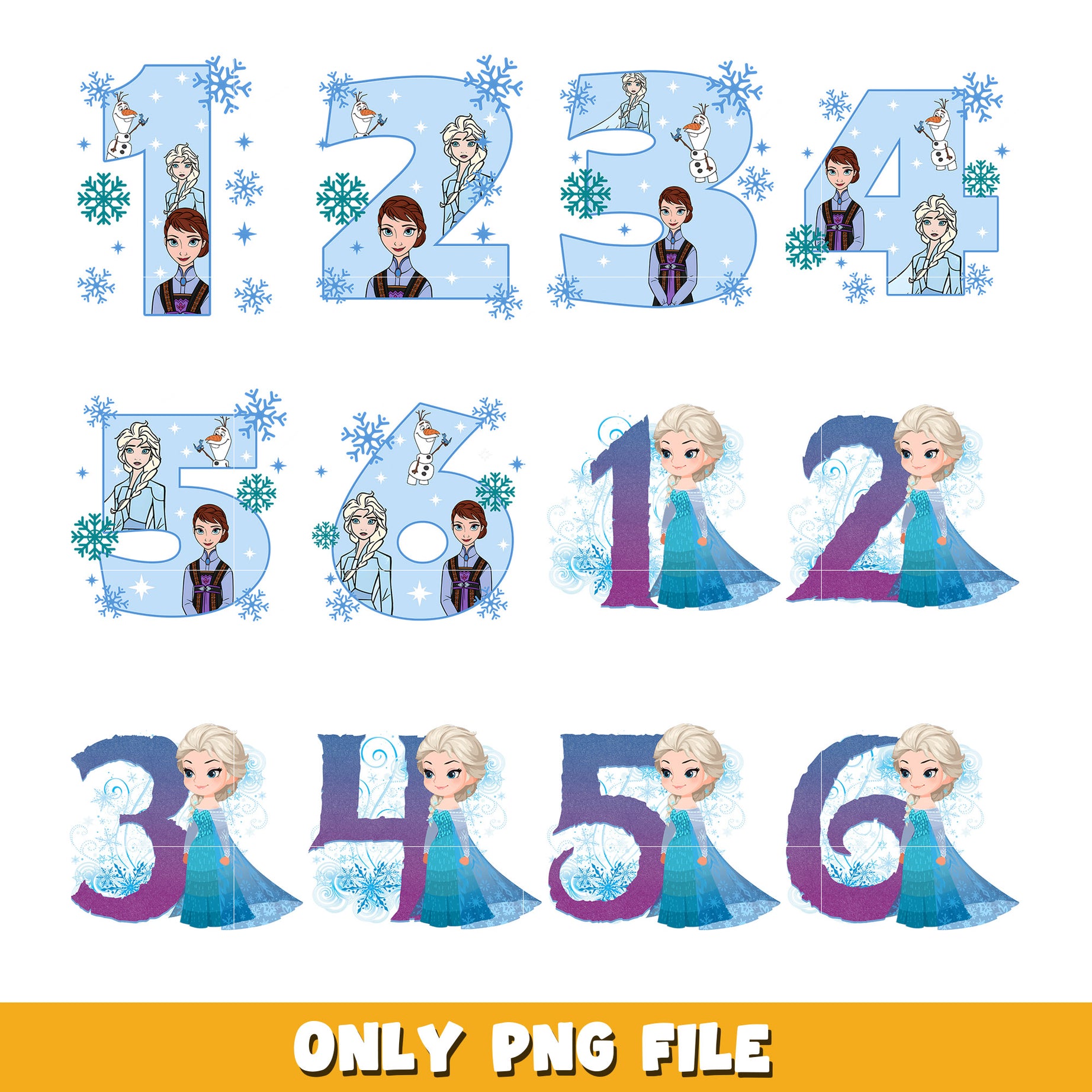 Disney Frozen Princess Birthday bundle png, Princess png, Disney cartoon png, Digital download  