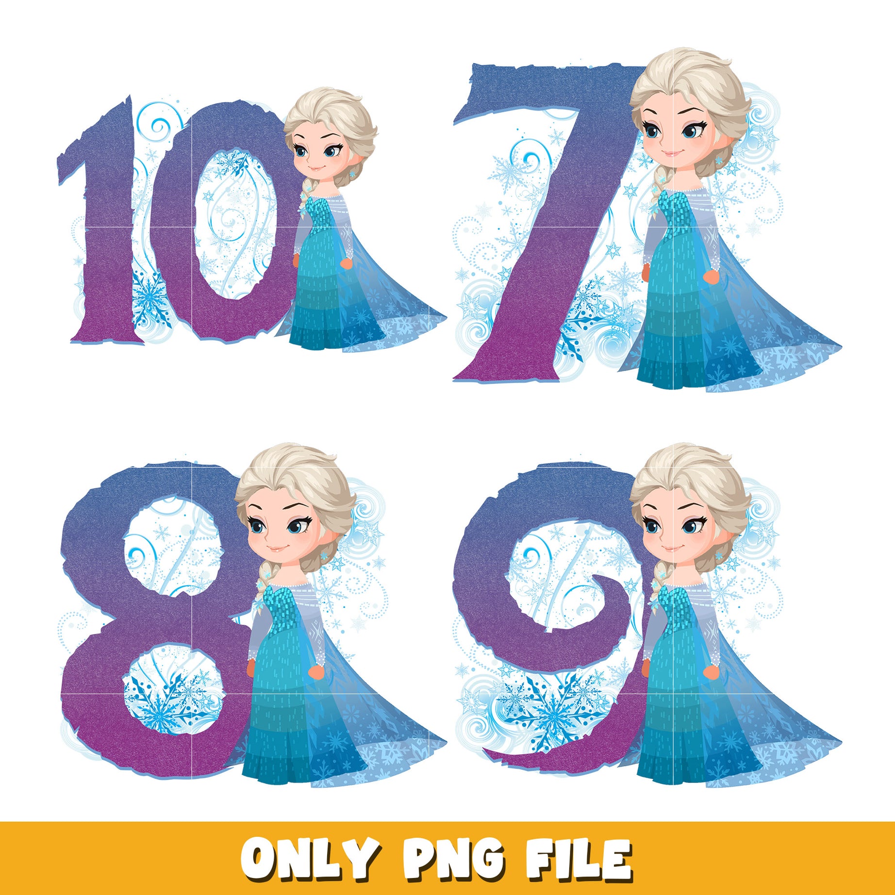 Frozen Princess Elsa Happy Birthday bundle png, Princess png, Disney cartoon png, Digital download 