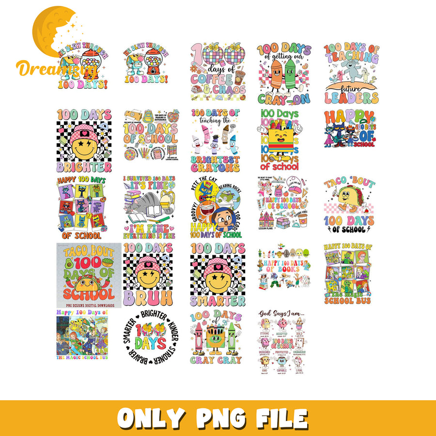 Fun 100 Days of School Bundle PNG Graphics for Teachers