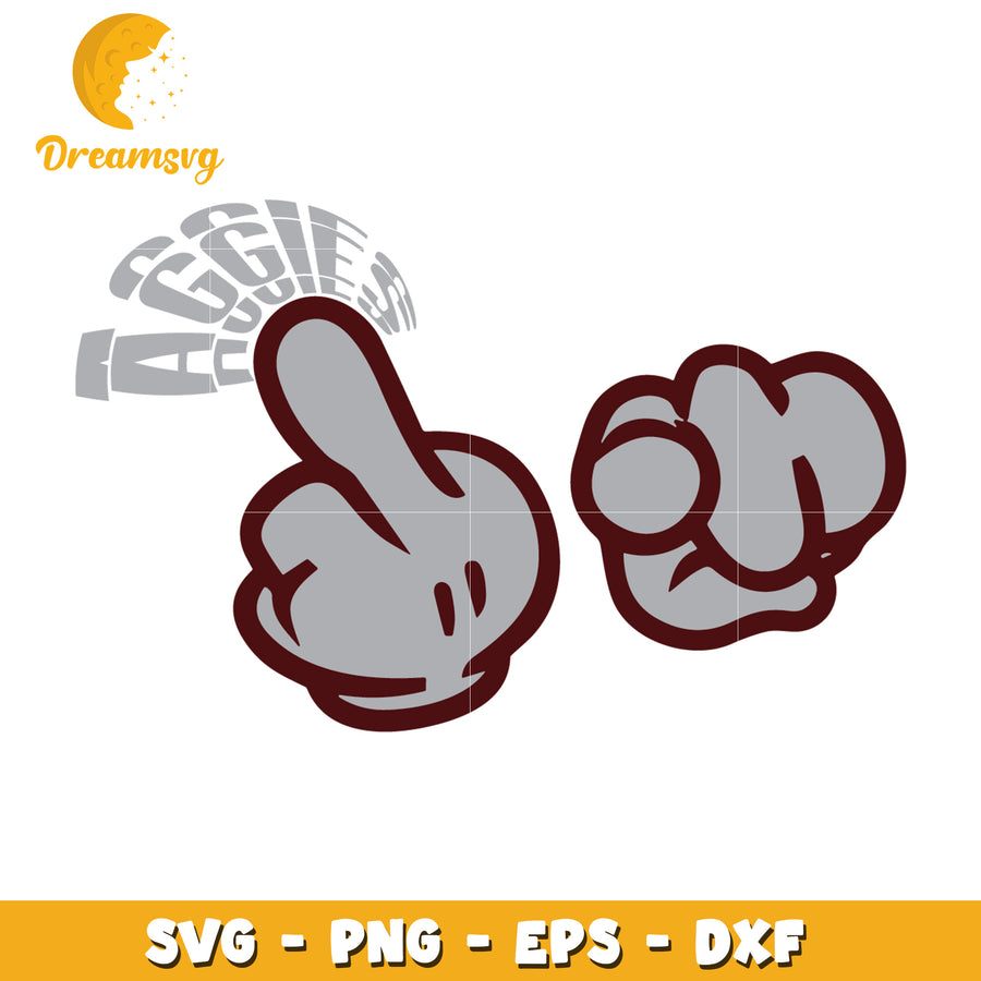 Fun Aggies Hand Gesture SVG Design for Creative Projects