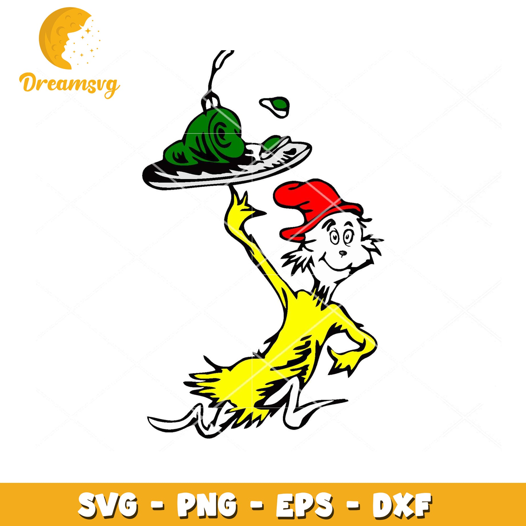Fun Cat Illustration Serving Green Slime SVG Instant Download