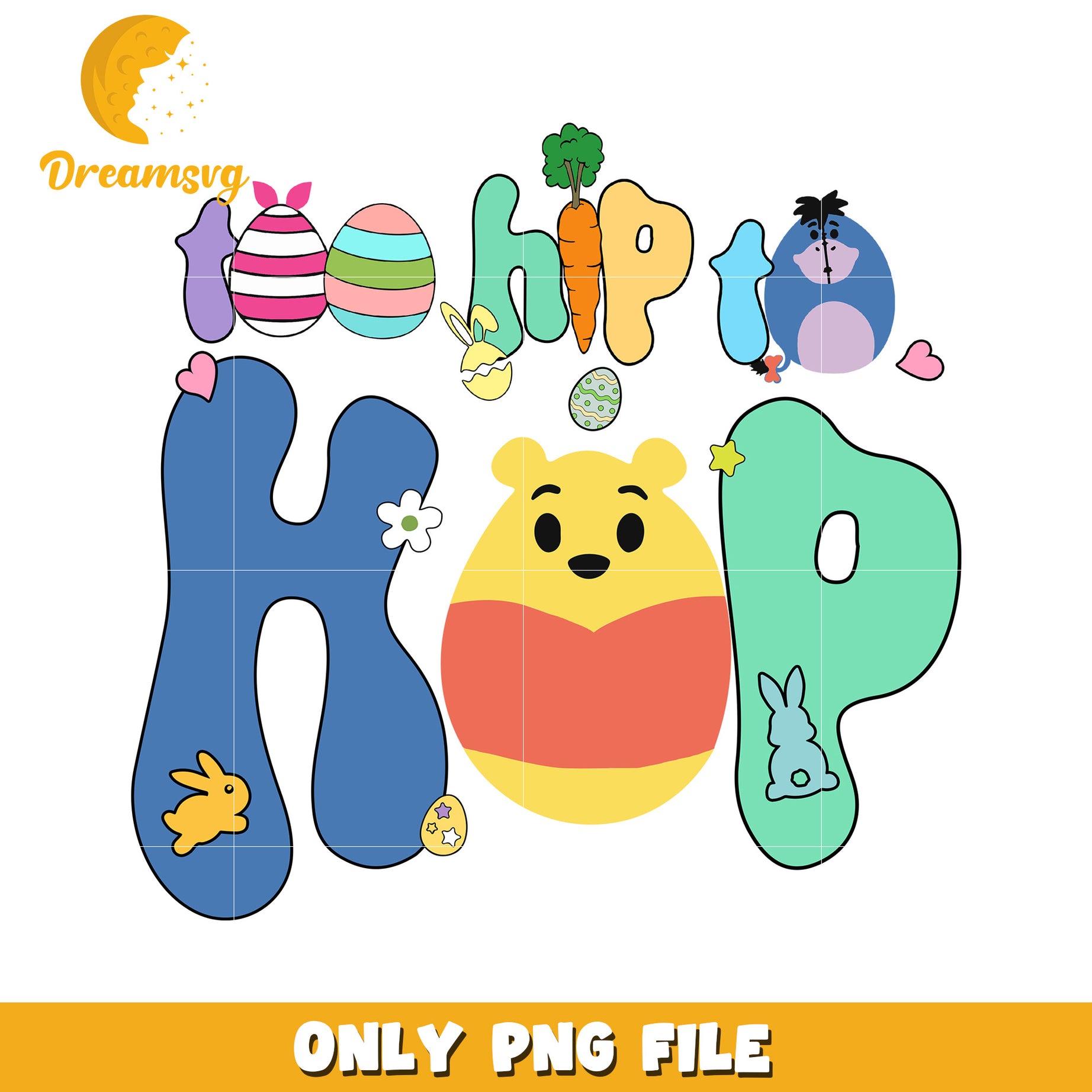 Fun Colorful Easter Design with Winnie the Pooh PNG Image