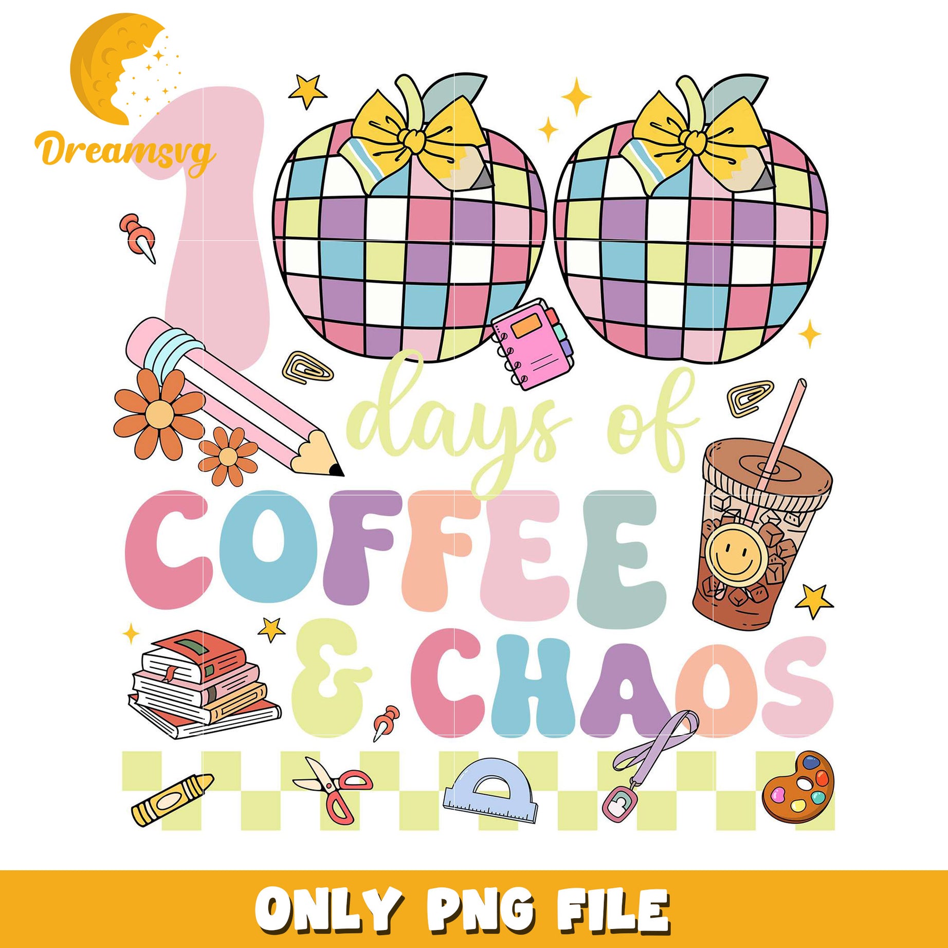 Fun Colorful Graphic for Coffee and Chaos Lovers PNG