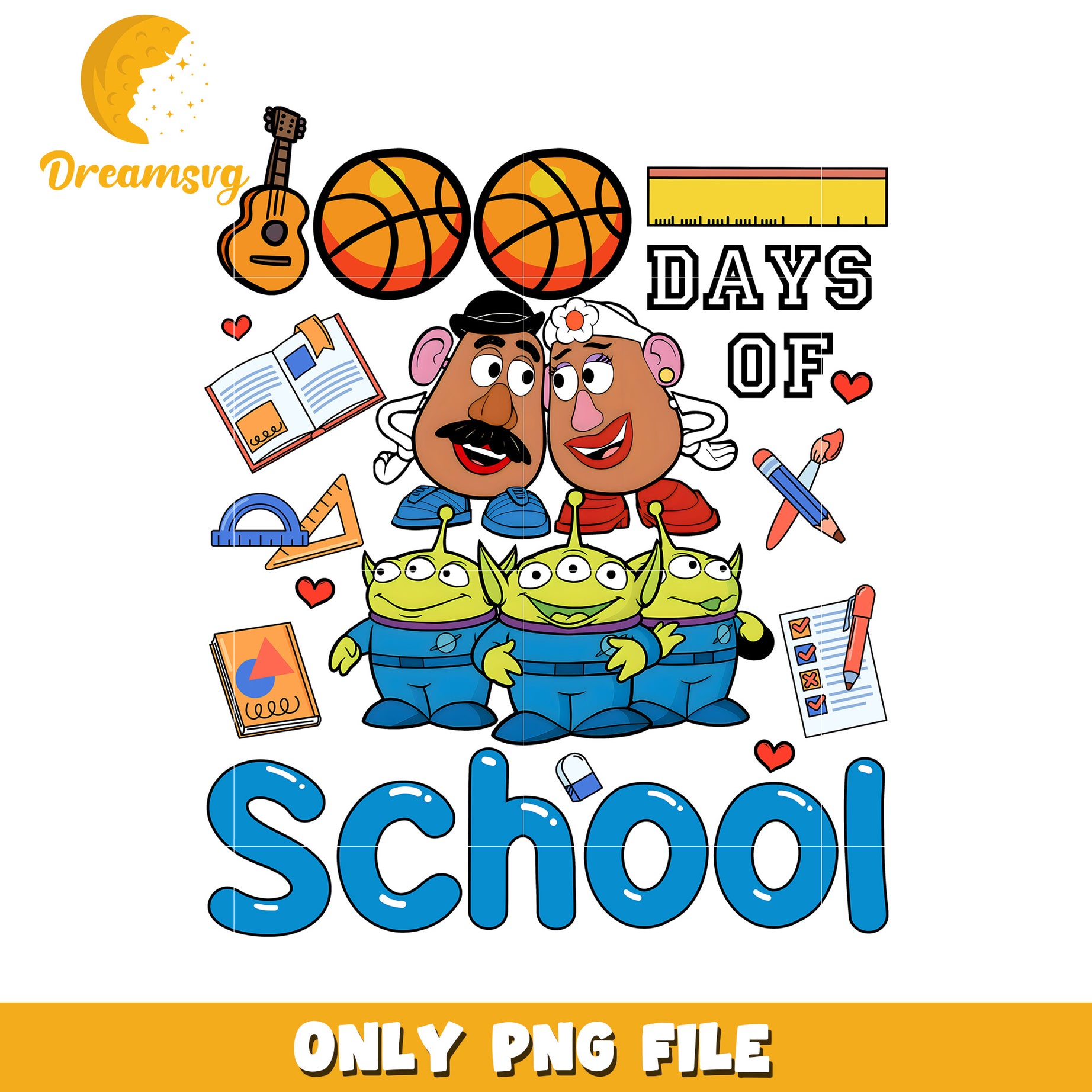 Fun Days of School PNG File with Toy Characters Design