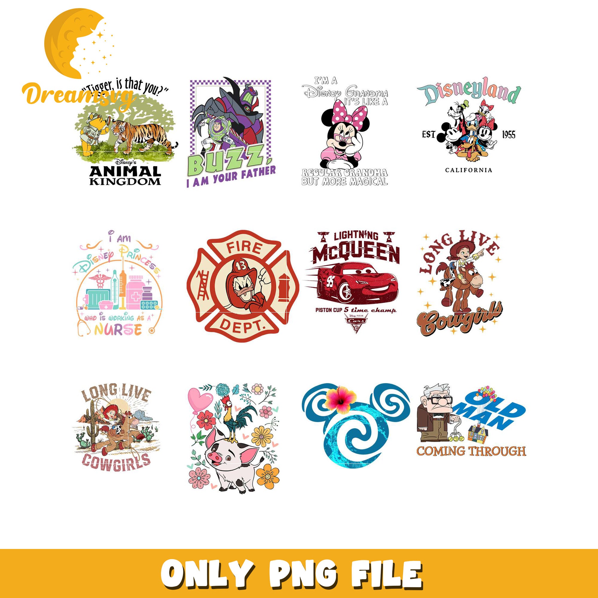 Fun Disney and Cowboy Themed PNG Bundle for Creative Projects