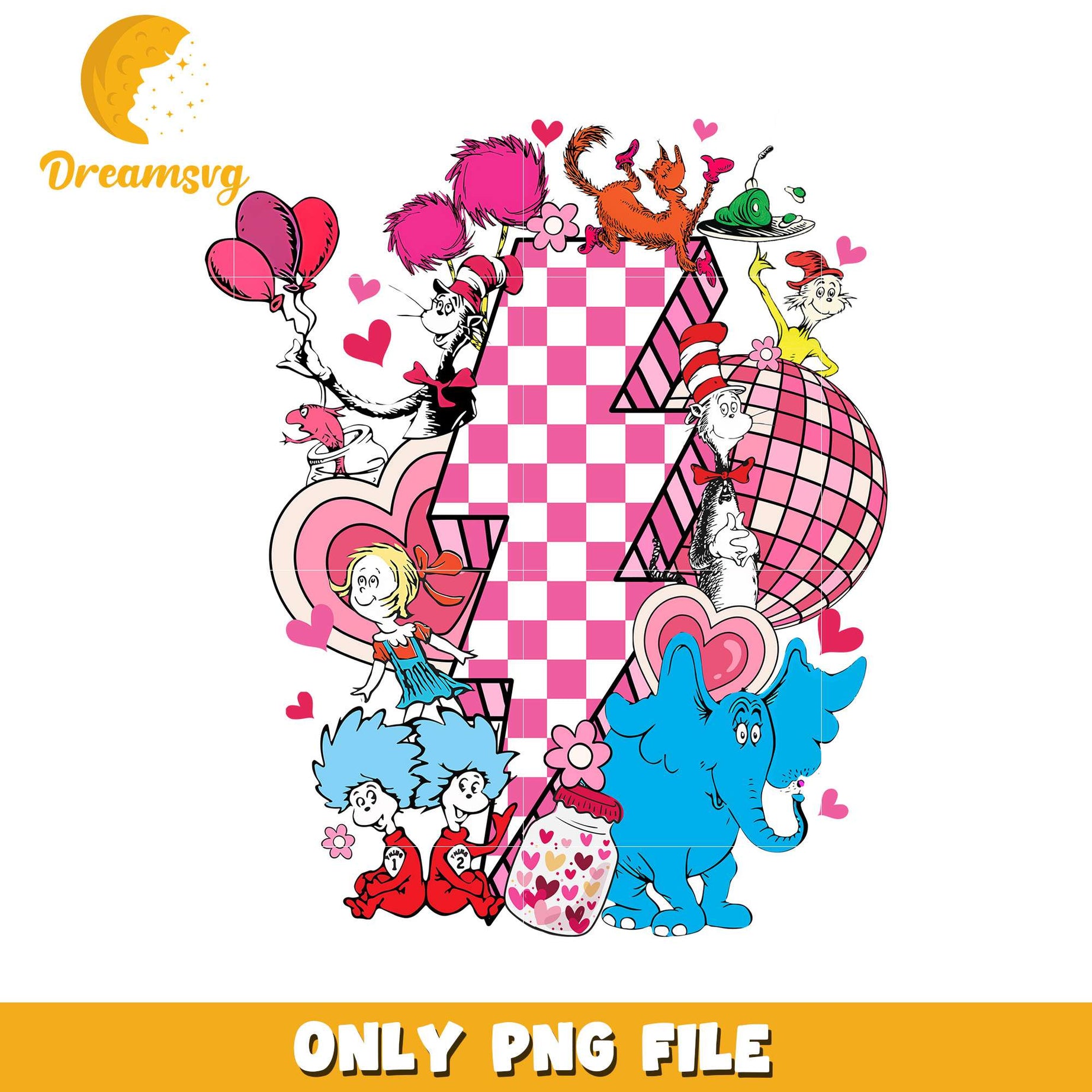 Fun Dr Seuss Character Collage PNG Colorful Artwork