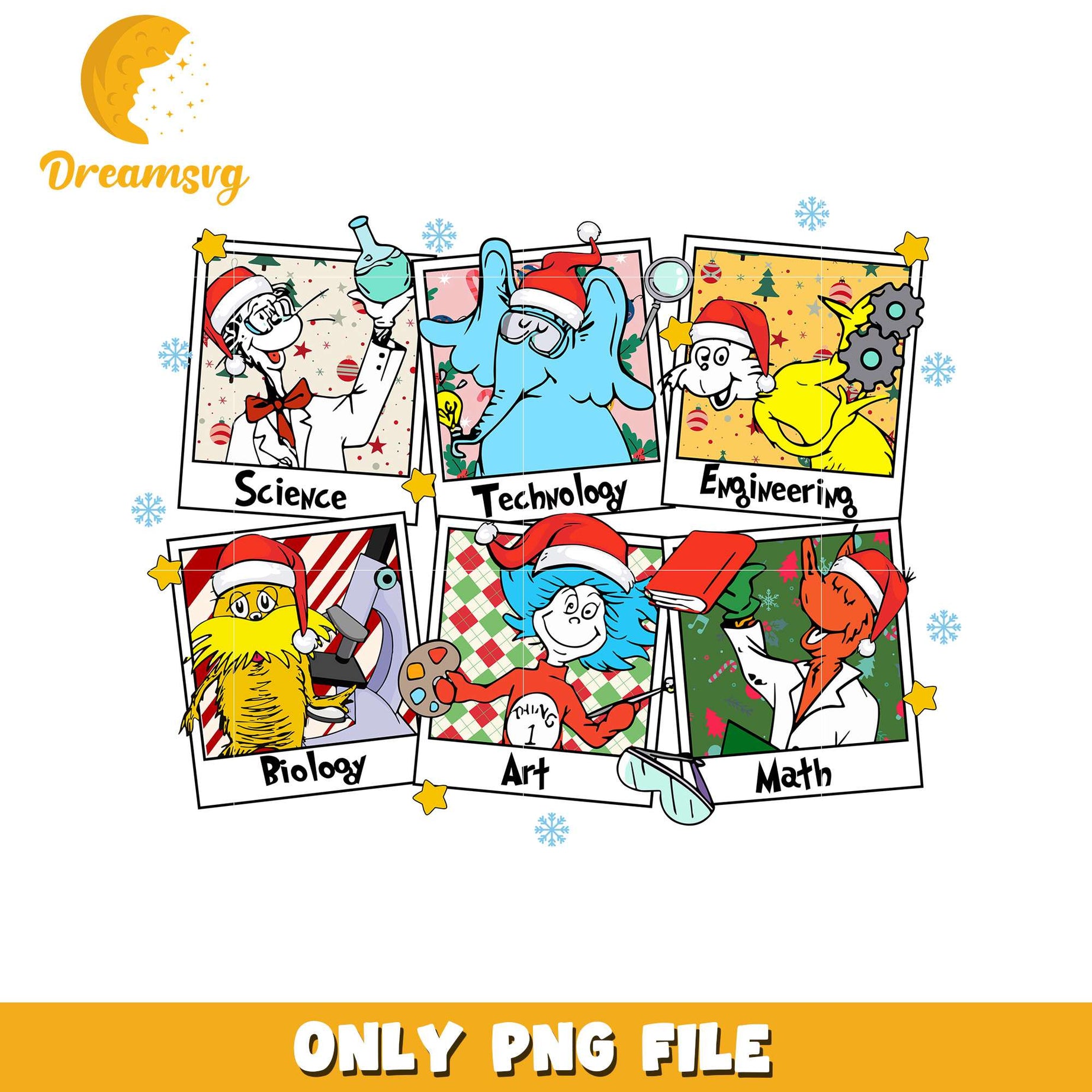 Fun Educational Science Themed PNG with Holiday Characters