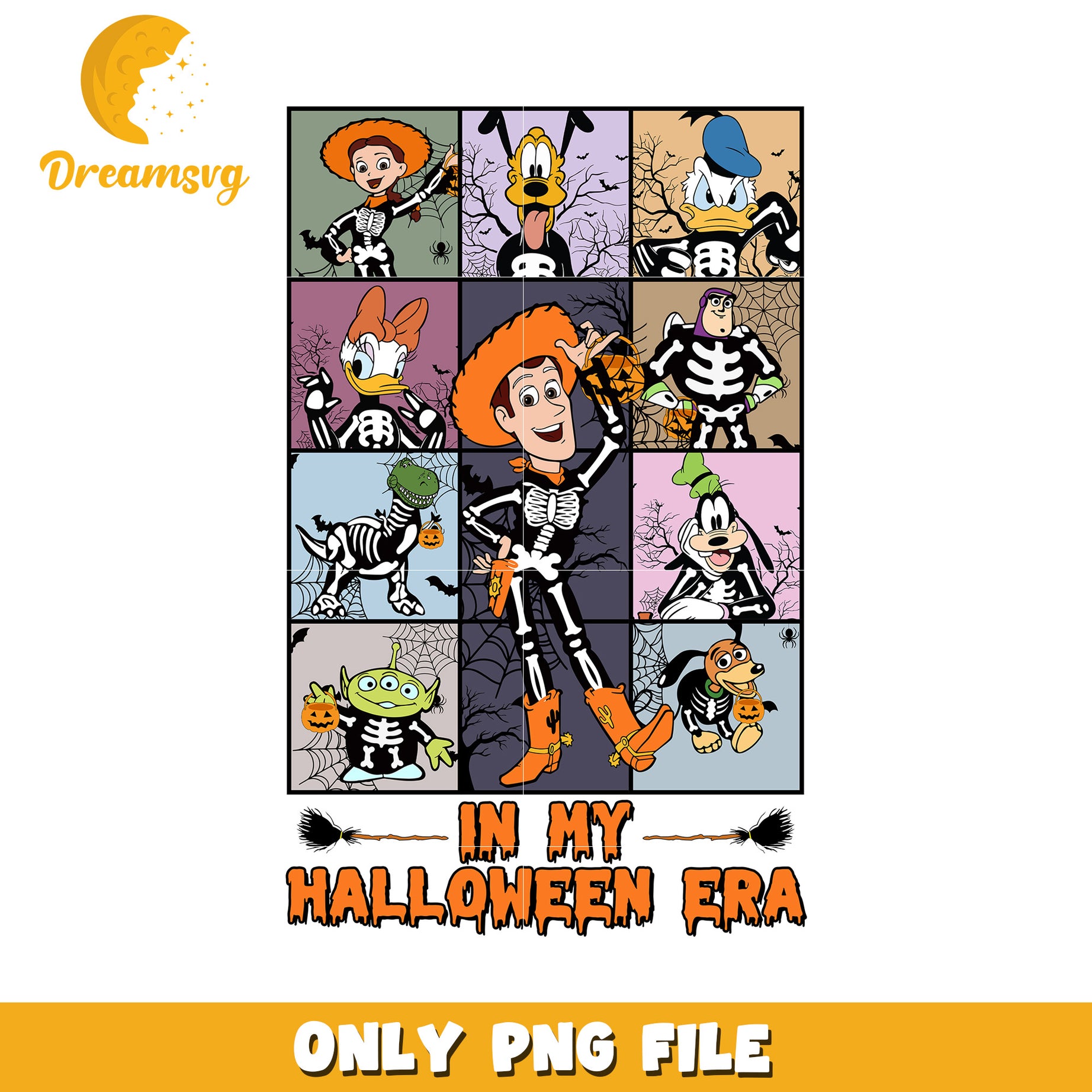 Fun Halloween Characters in My Halloween Era PNG Design