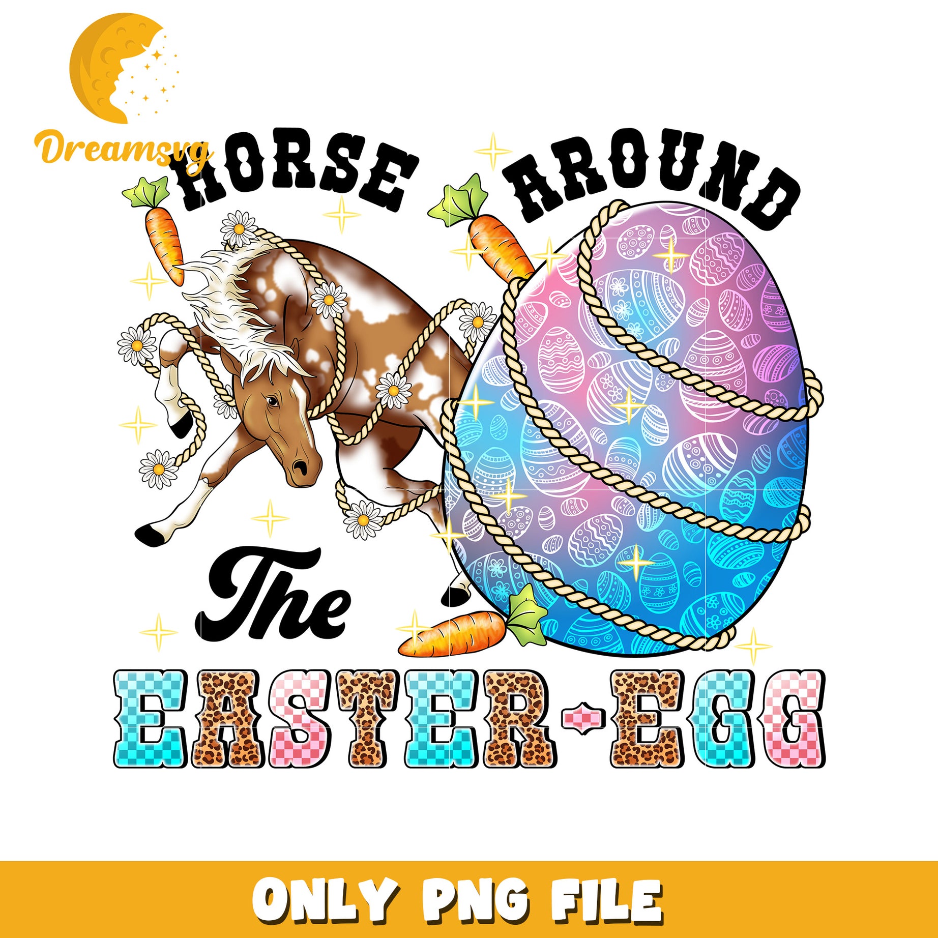 Fun Horse Around Easter Egg PNG Graphic for Celebrations
