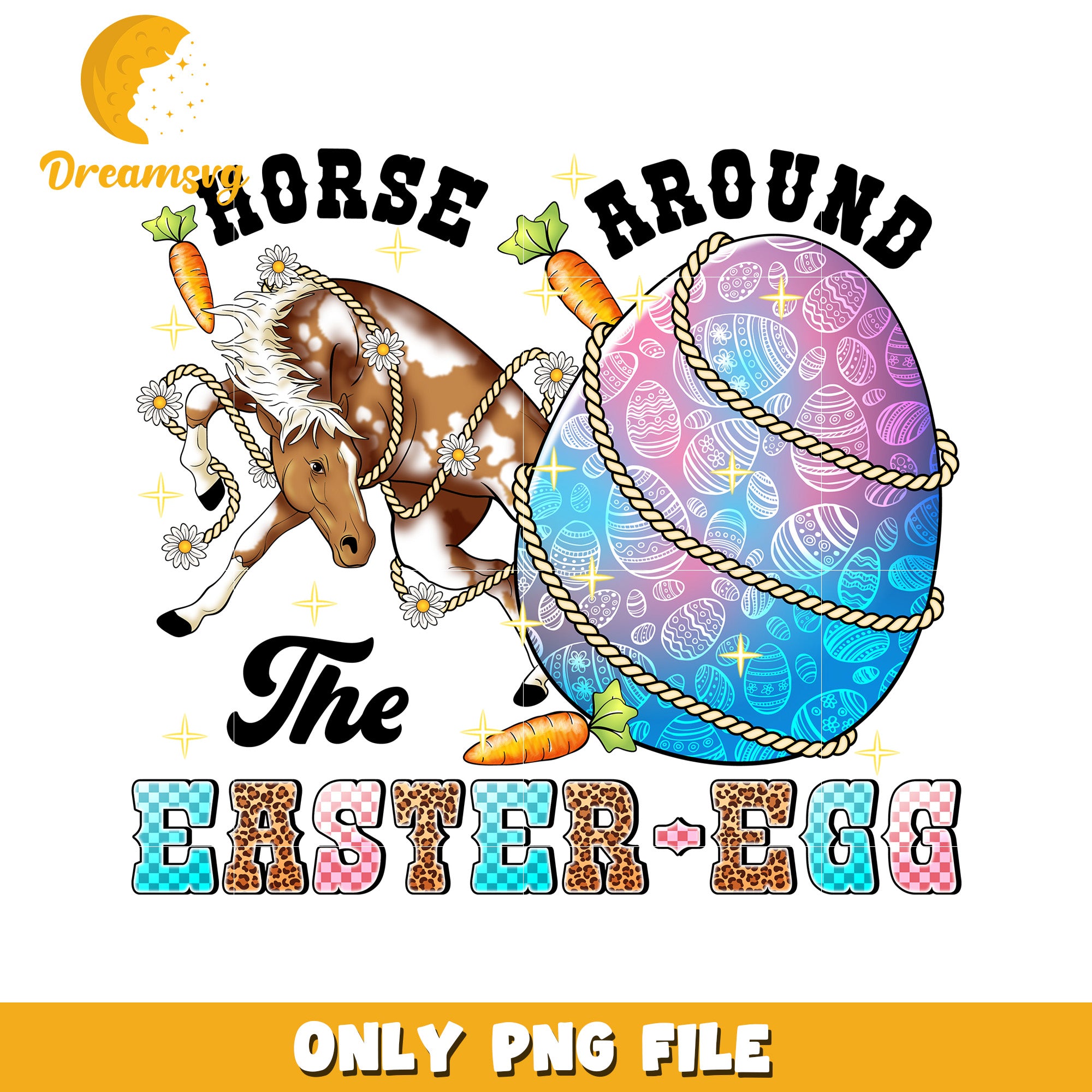 Fun Horse Around Easter Egg PNG Graphic for Celebrations