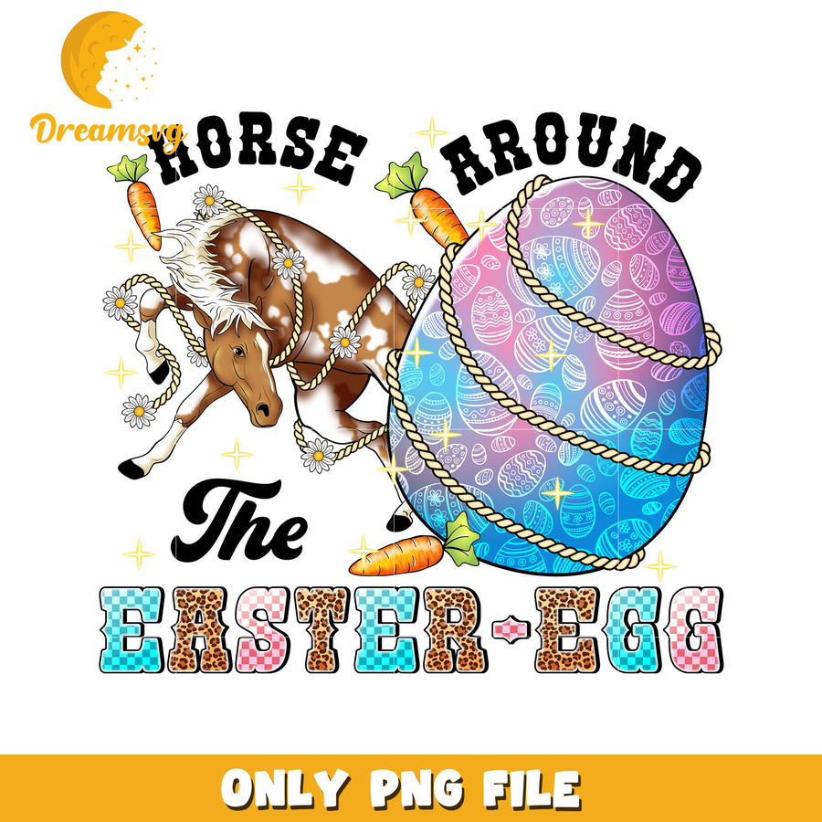 Fun Horse Around Easter Egg PNG Graphic for Celebrations