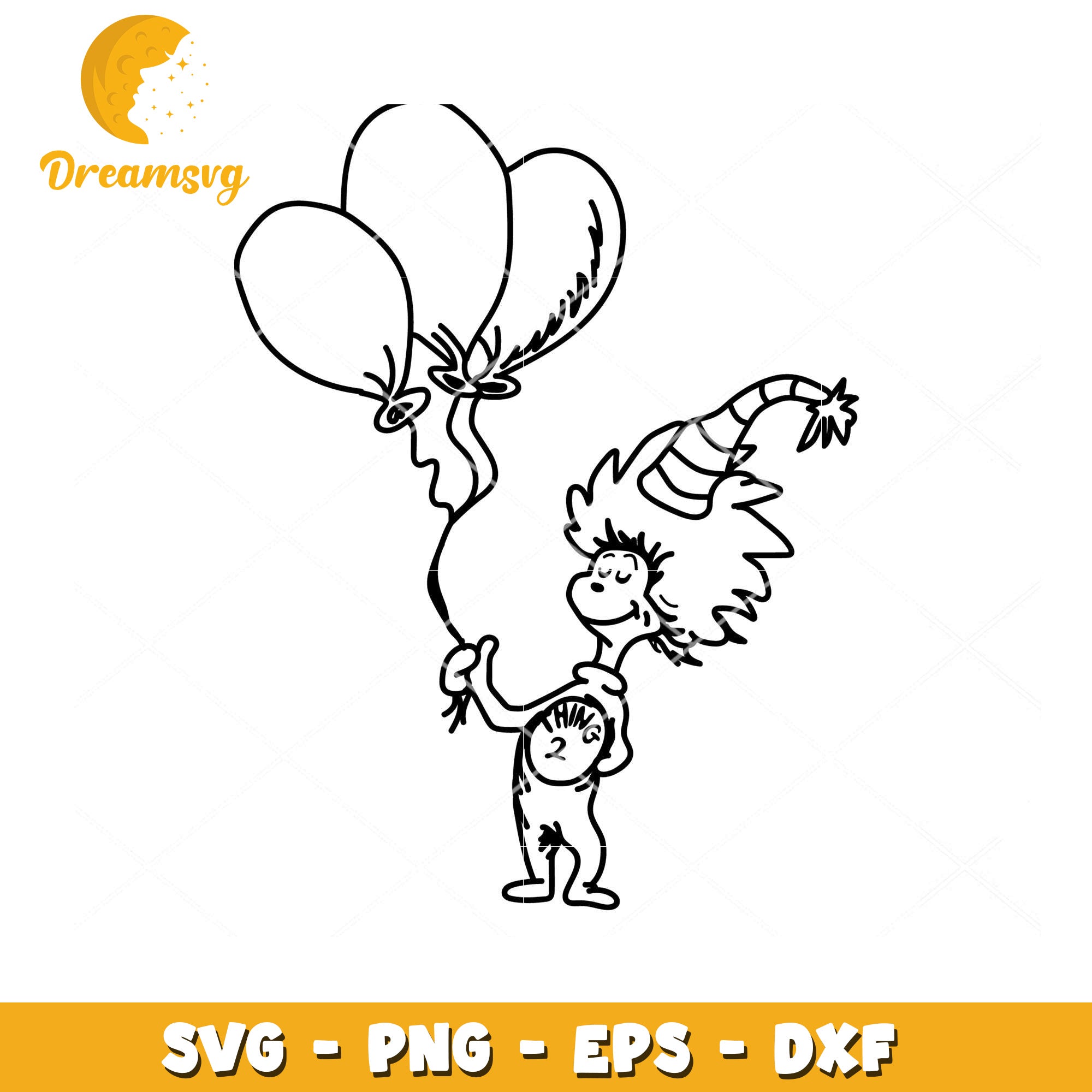 Fun Party Character with Balloons SVG Instant Download Design