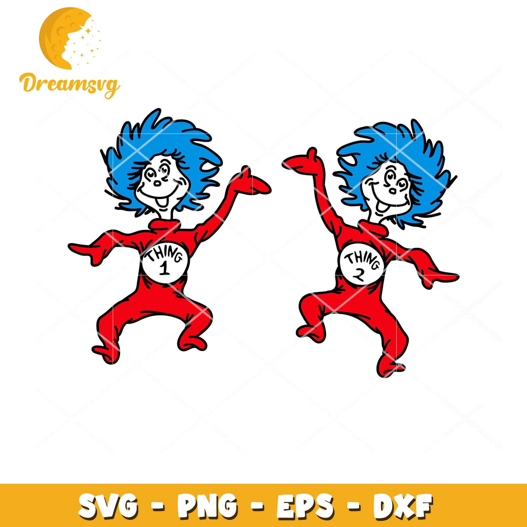 Fun SVG Download of Thing 1 and Thing 2 for Crafts and Design