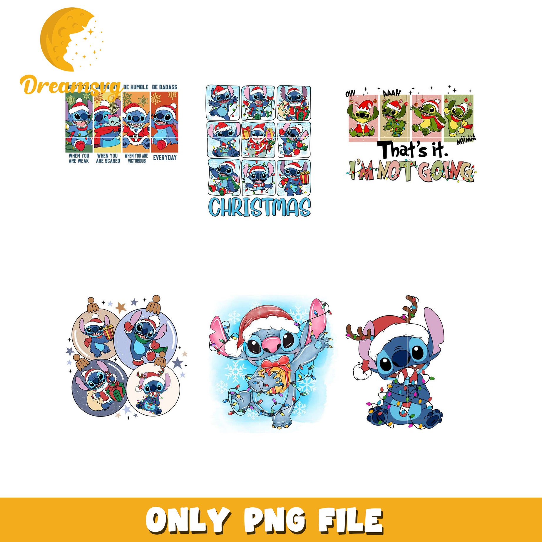 Fun Stitch Character Christmas PNG Bundle for Crafts