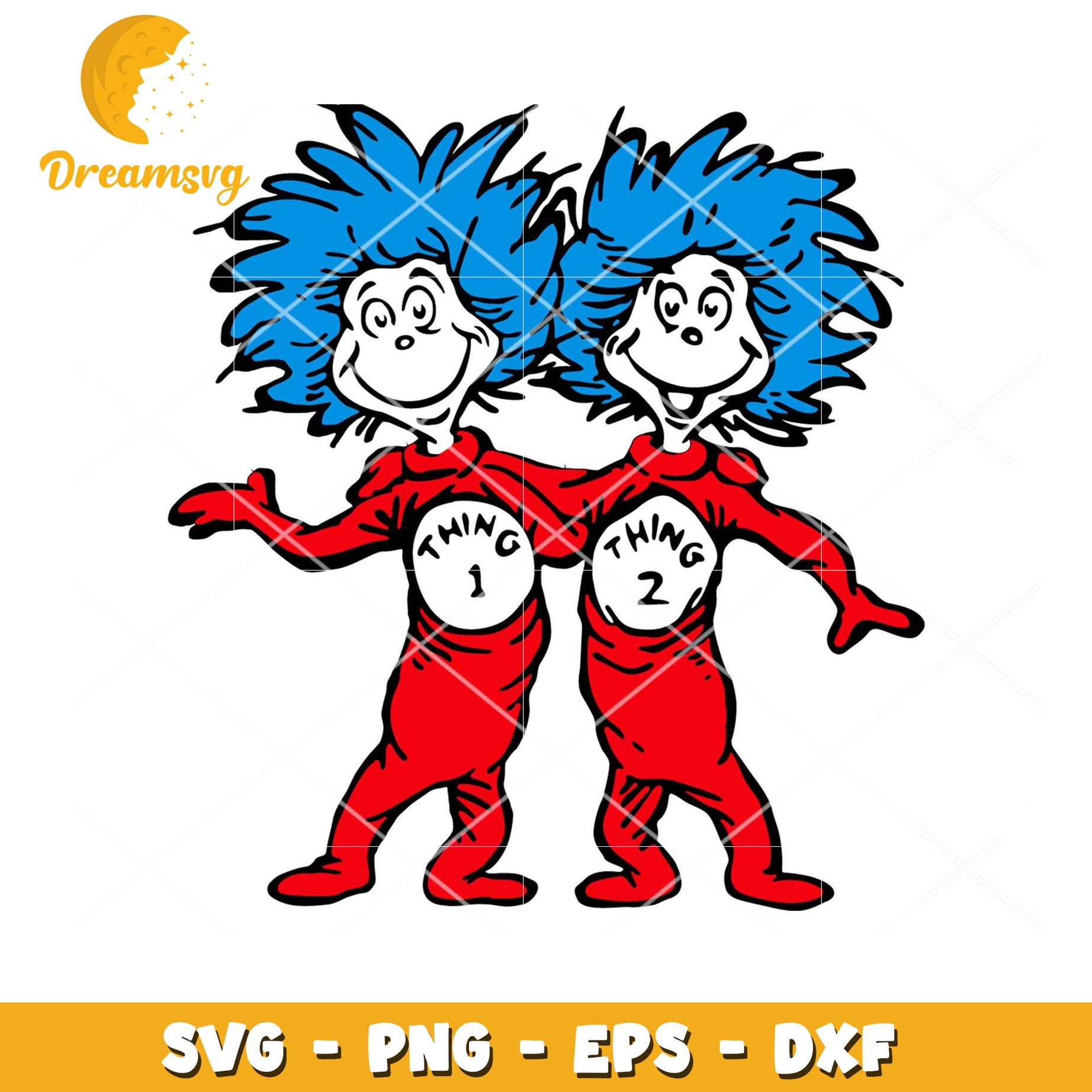 Fun Thing 1 and Thing 2 SVG Cute Characters Instant Download