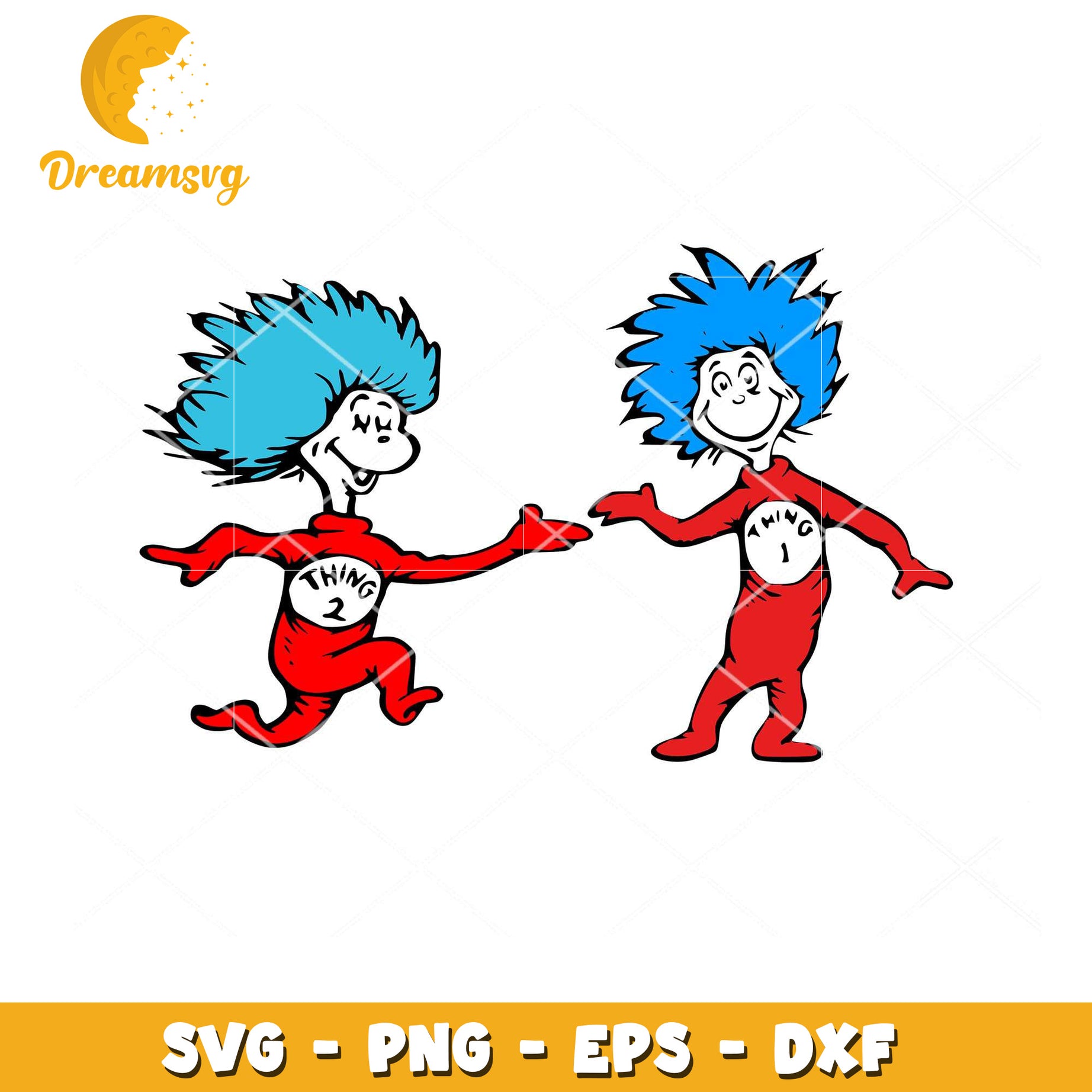 Fun Thing 1 and Thing 2 SVG File for Instant Download