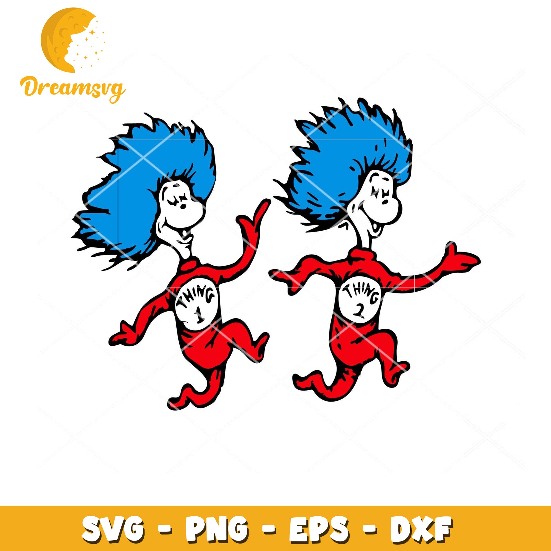 Fun Thing 1 and Thing 2 SVG Kids Craft Downloadable Design