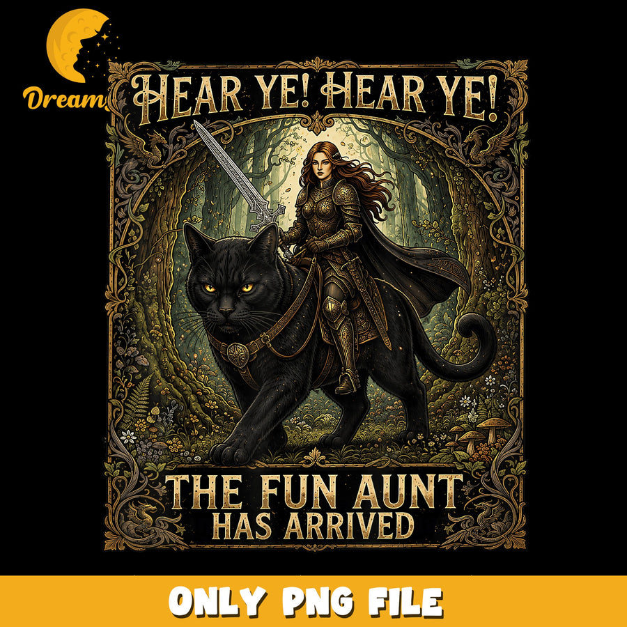 Fun Aunt Design PNG, Fantasy Theme, Cat Lover Art PNG
