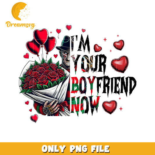 Funny Boyfriend Gift PNG with Roses and Balloons Design