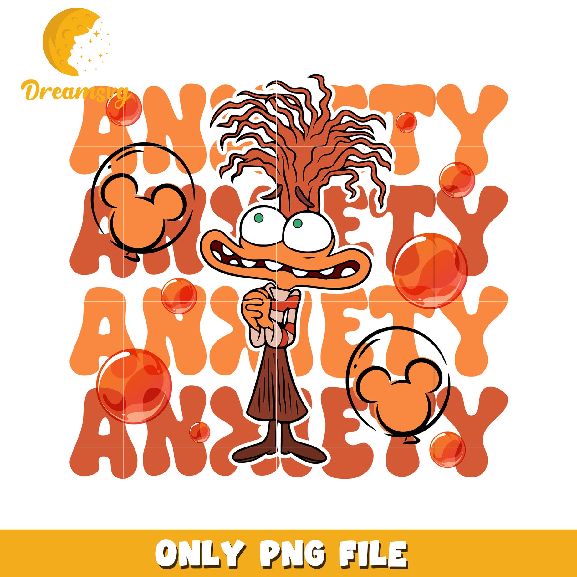 Funny Cartoon Anxiety PNG File for Stress Relief Art