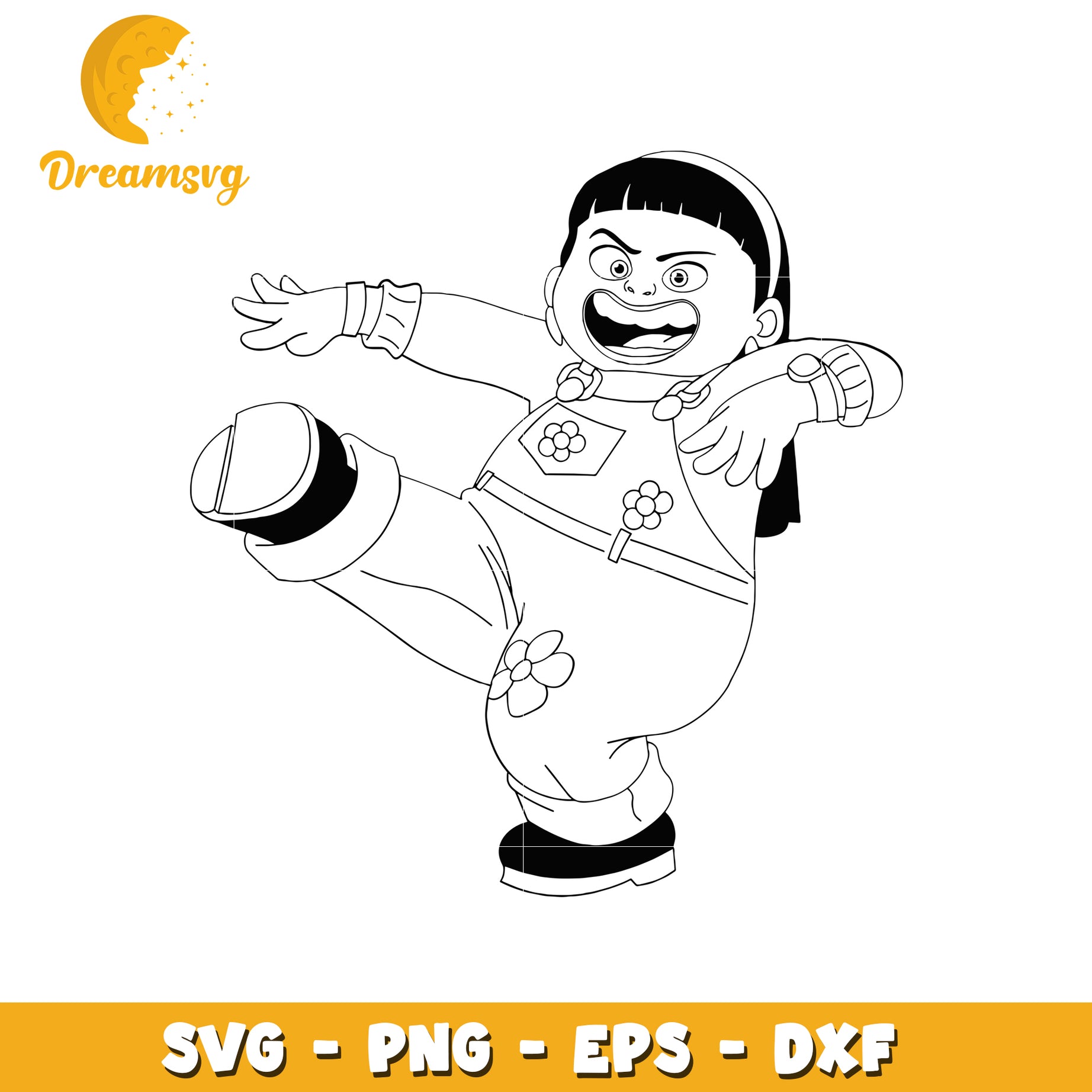 Funny Cartoon Character SVG Design for Kids Coloring