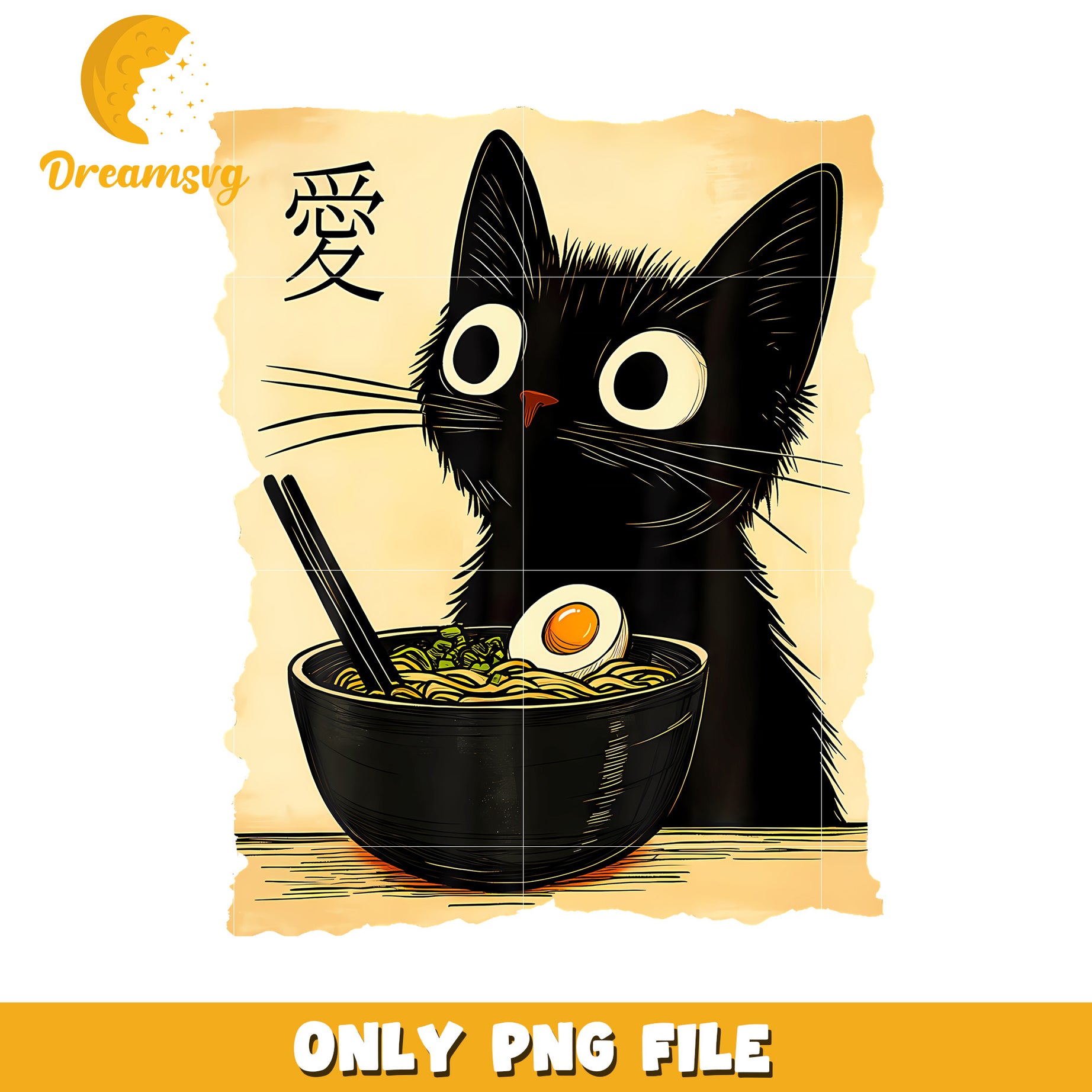 Funny Cat Ramen Graphic Tee png, cartoon characters png, anime cat png
