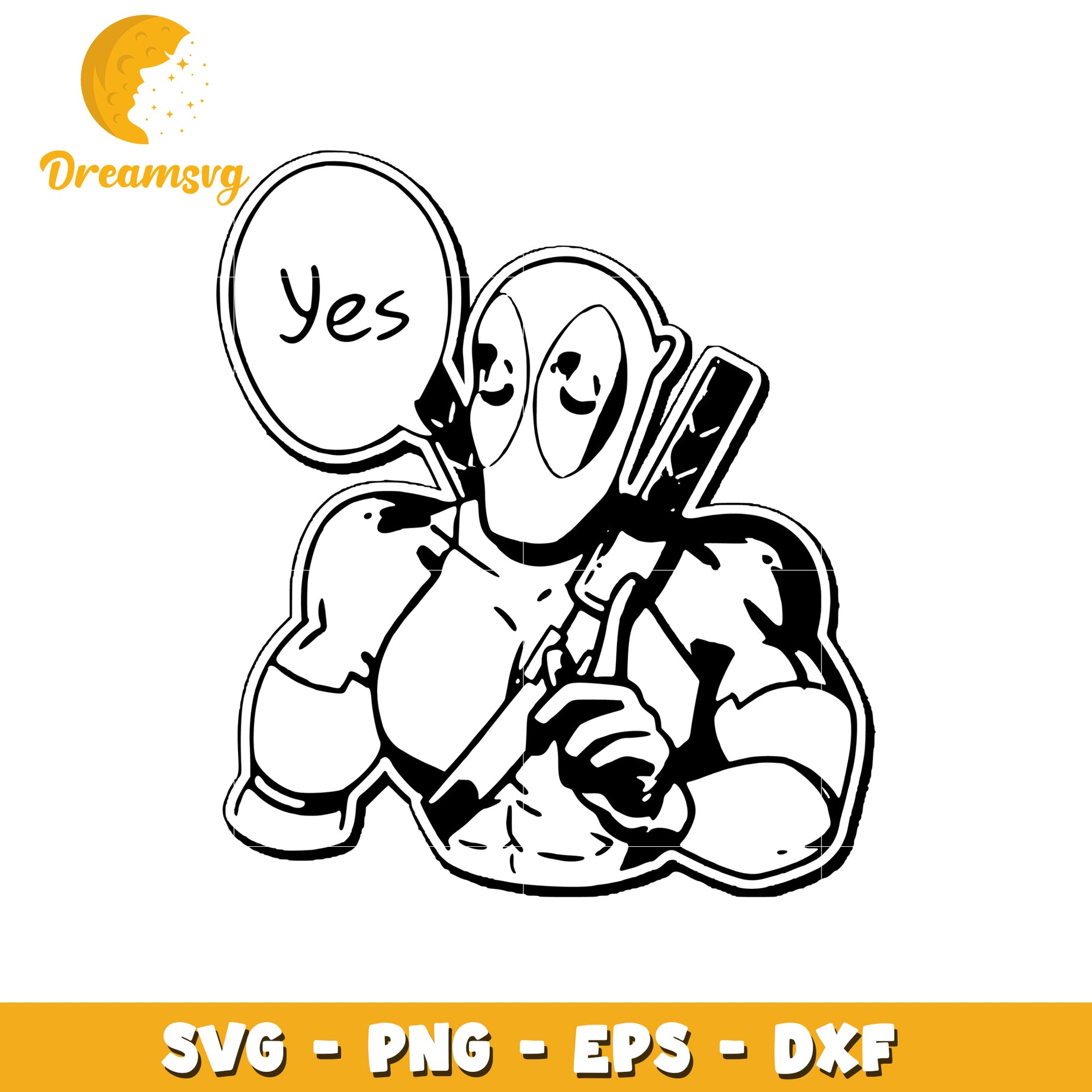 Funny Comic Character Yes SVG Graphic Design Downloadable