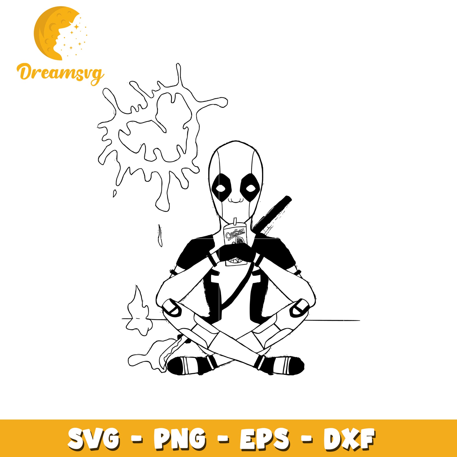 Funny Deadpool SVG Drinking Cartoon Art Design Download