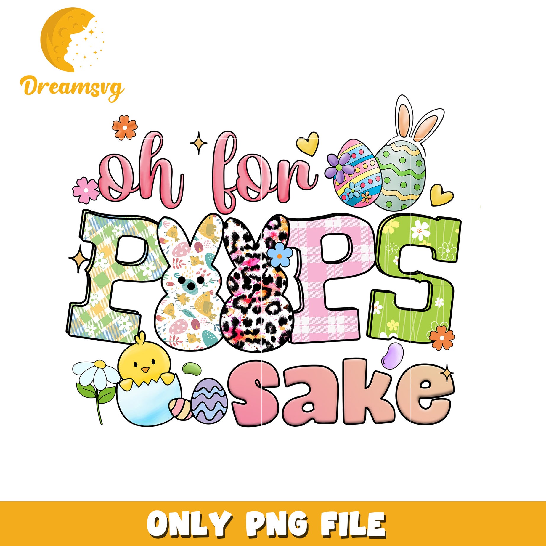 Funny Easter Design Oh for Peeps Sake PNG Downloadable Art