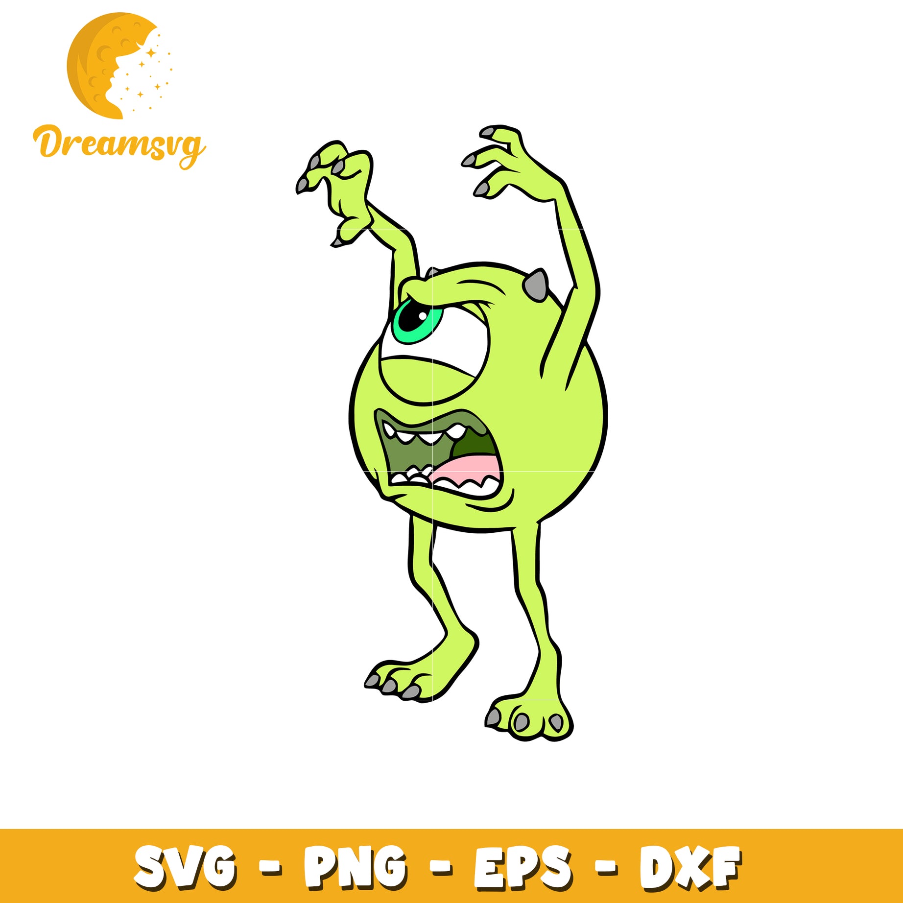 Funny Green Monster Illustration SVG Design for Kids Crafts